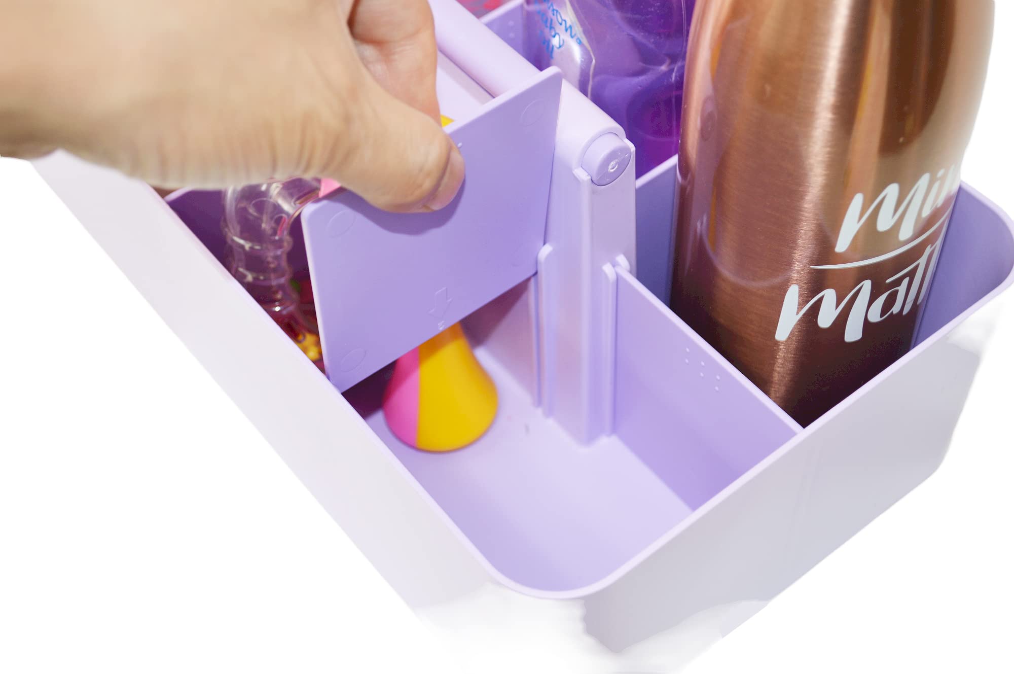 Enjoy Organizer Plastic Portable Makeup Caddy Tote Divided Basket Bin With Handle, For Bathroom Storage - Holds Blush Makeup Bru