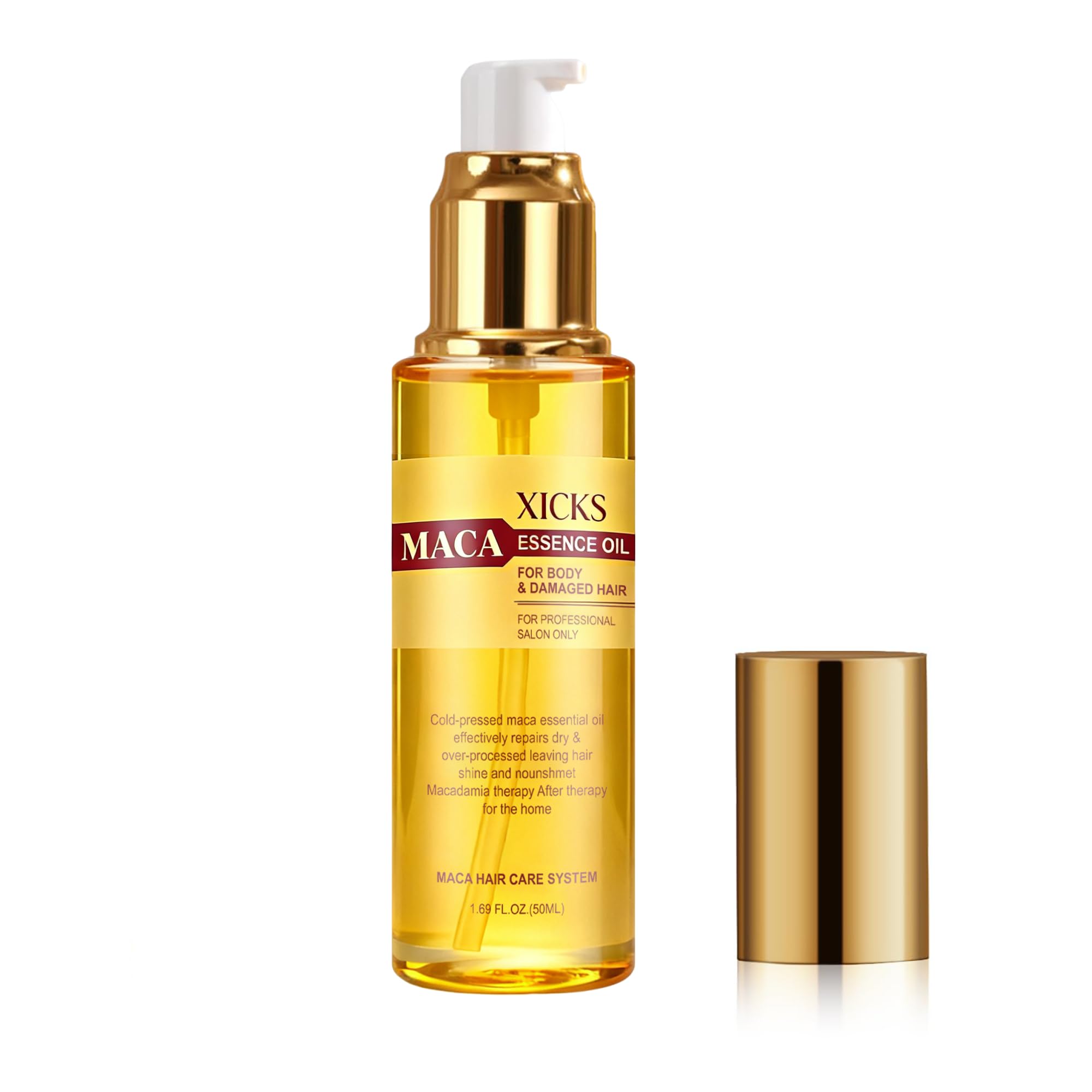 Xicks Maca Essence Oil, 1.69 FL OZ, Damaged Hair Repair Essence Oil, Deeply Nourishes Scalp, Promotes Hair Growth, Suitable for 