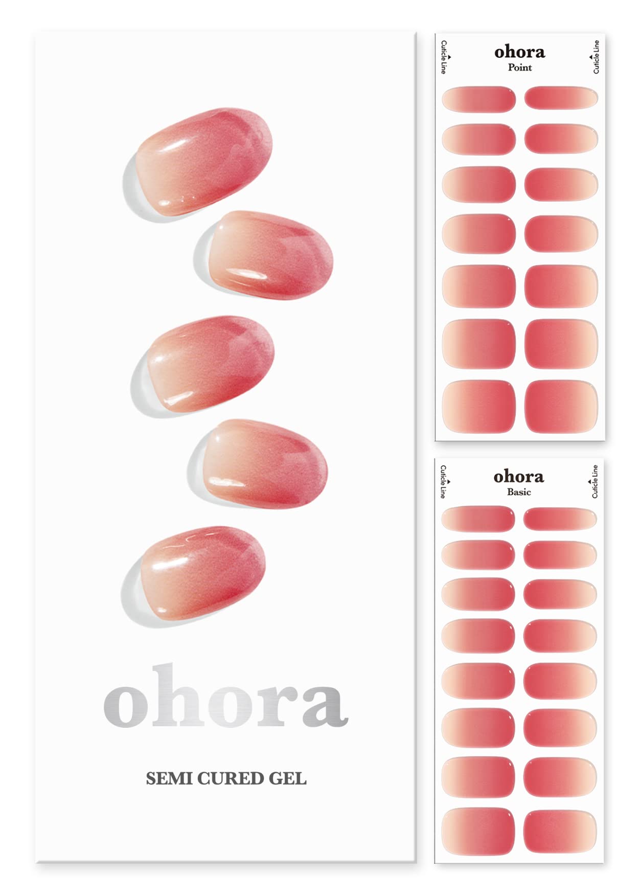 ohora Semi Cured Gel Nail Strips (N Basic Nails no.1) - Works with Any Nail Lamps, Salon-Quality, Long Lasting, Easy to Apply &