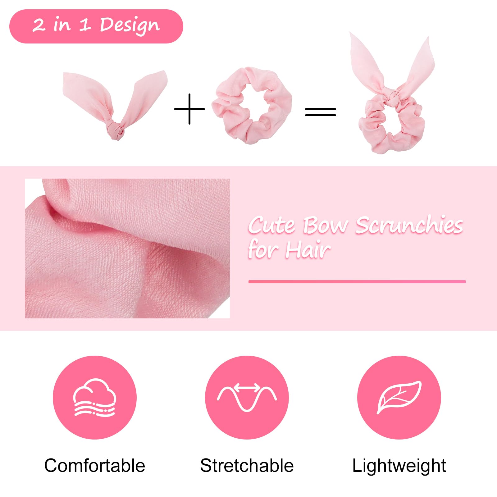 Ondder Hair Scrunchies: Cute Ribbon Bow Elastic Hair Bands & Ponytail Holders For Women And Girls