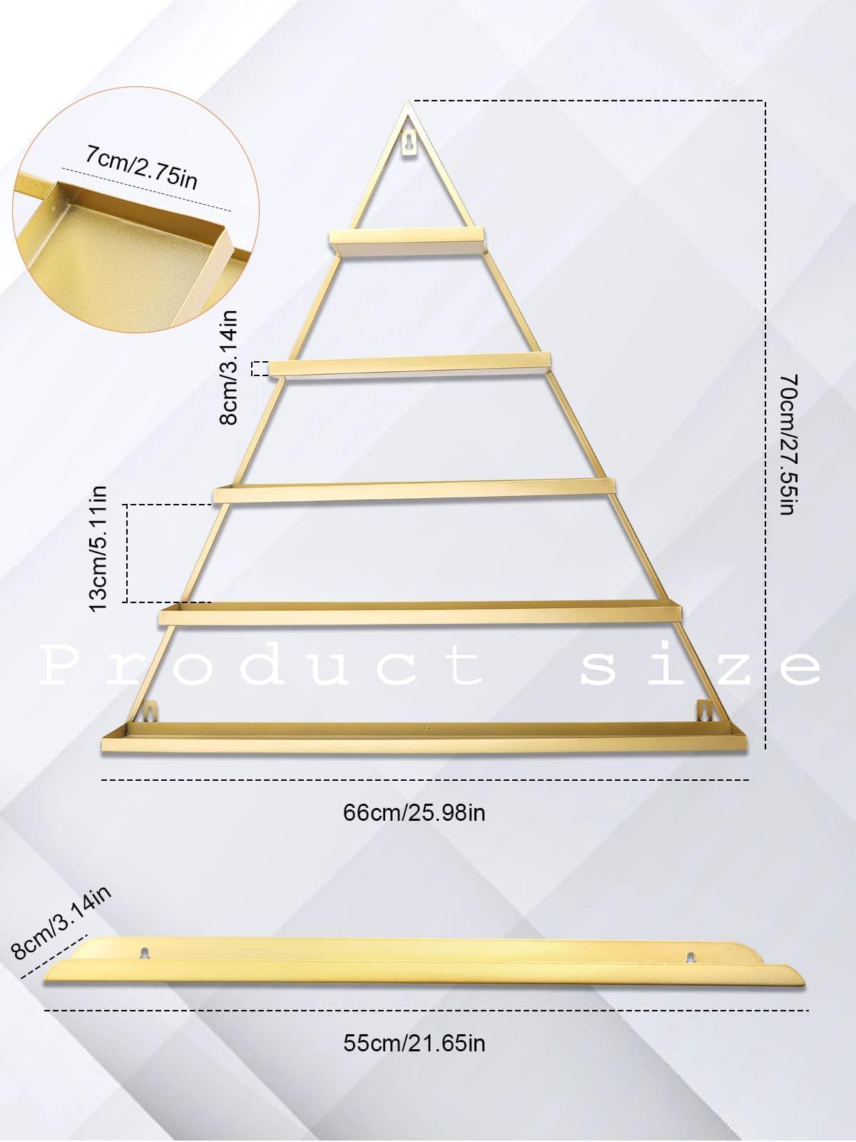 10Pcs Metal Wall-Mounted Nail Polish Storage Racks, Lorvain 5 Tiers Gold Triangular Display Rack Cosmetic Display Cases Lipstick
