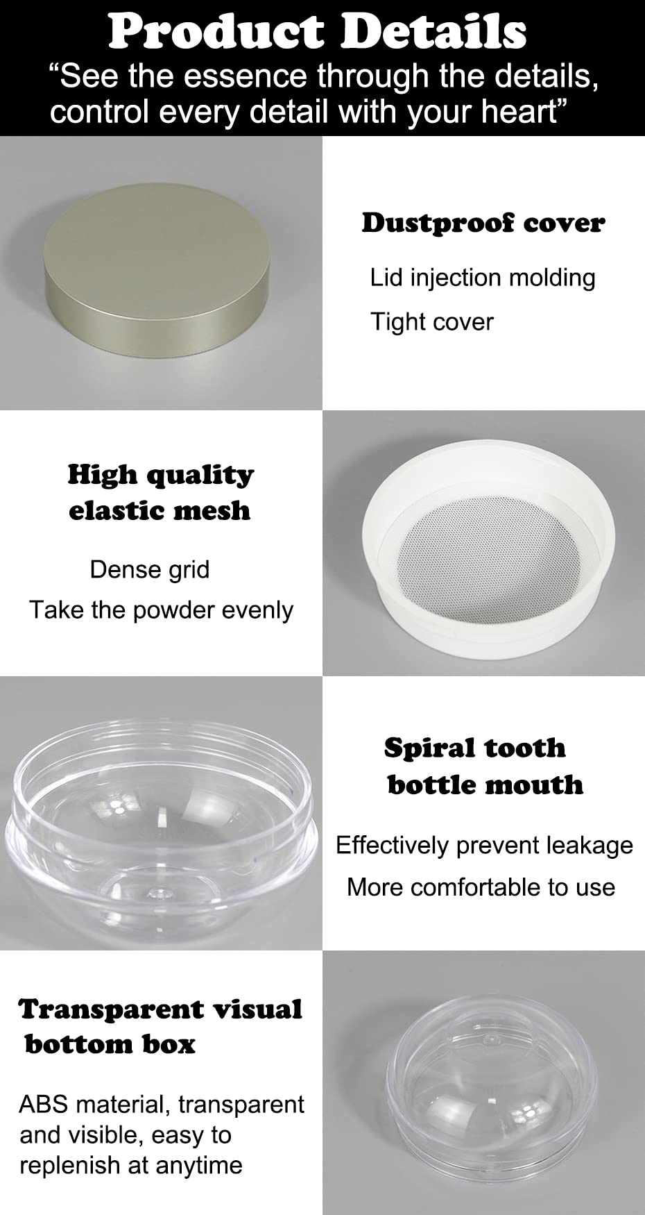 Akoak Capacity 20 Ml(0.67 Oz) Empty Reusable Plastic Loose Powder Compact Container Diy Makeup Powder Case With Powder Puff And