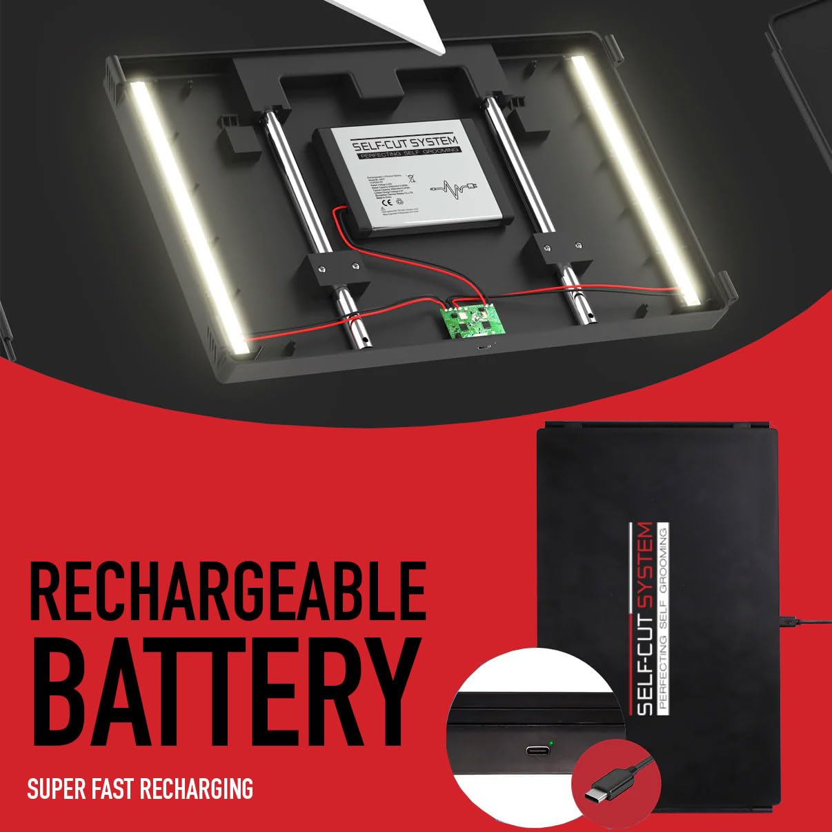 Self-Cut System - 3 Way Mirror With Lights - Three Way Mirror For Self Hair Cutting - Over The Door Mirror - Trifold Mirror - 36