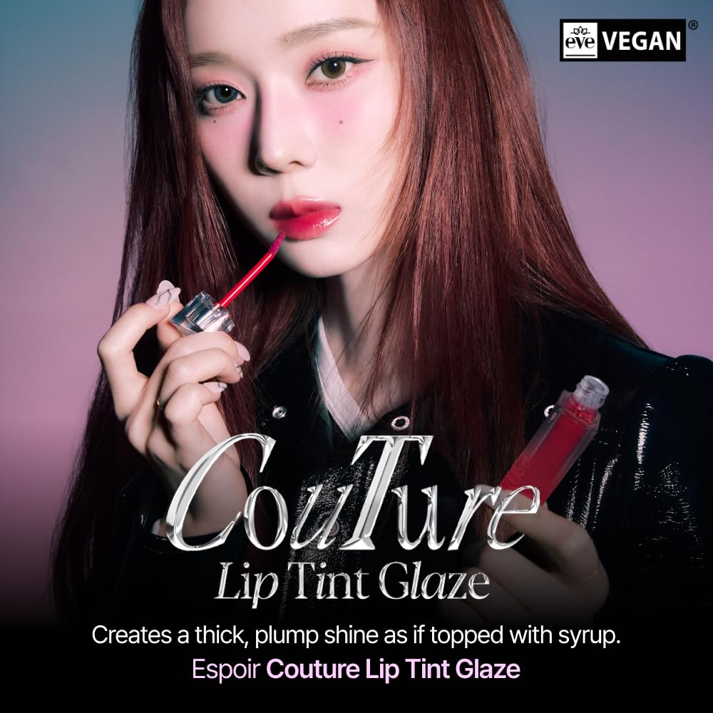 Espoir Couture Lip Tint Glaze #4 Hushed Cherry 0.19Oz | Volumizes & High-Shine Lip Plumper | Long-Lasting Vibrant Color | Thicke