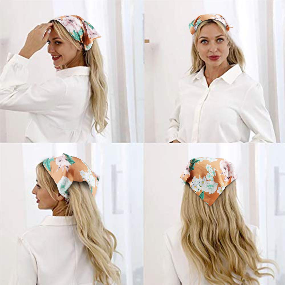 TOBATOBA Beautiful Floral Chiffon Headbands - 5 Pcs Boho Elastic Thin Fashion Headbands for Women