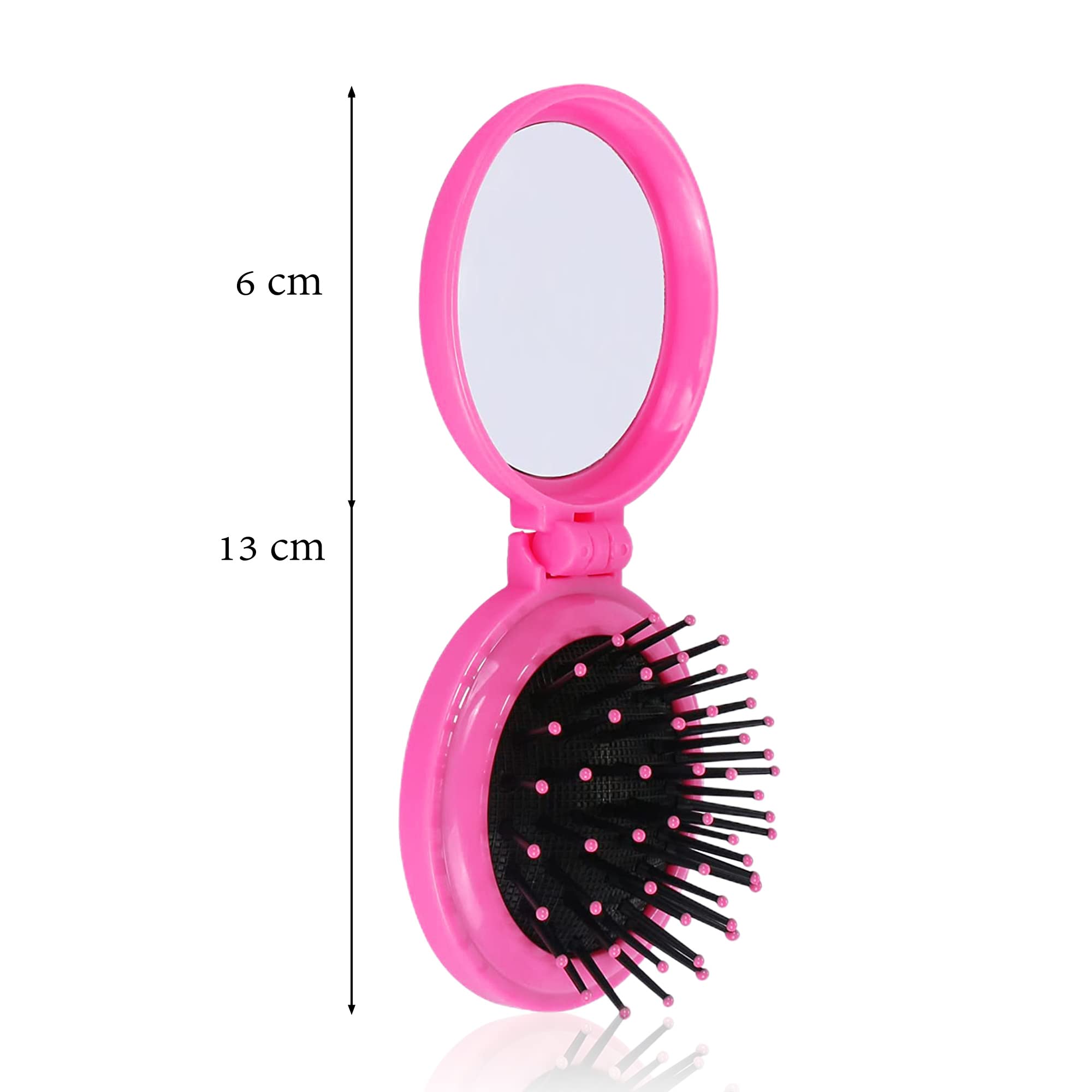 1st Choice Travel Folding Hair Brush with Mirror, Compact 2.5", Pink, Model ATB-33210, Perfect for Purse, Car, Camping, Gift 1Pc