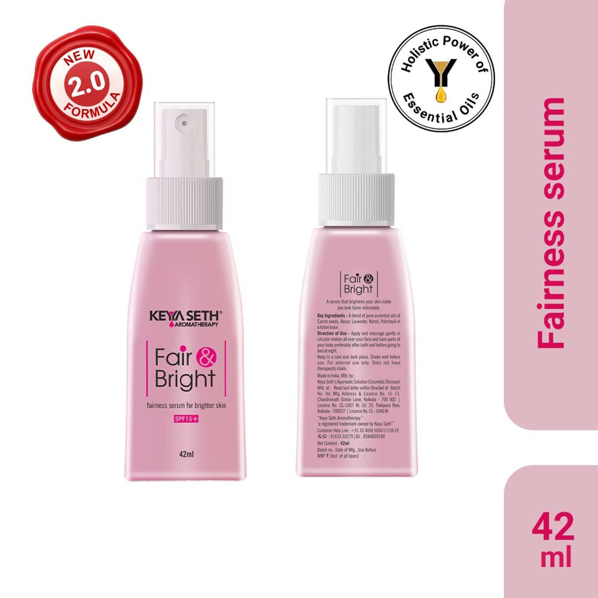Keya Seth Aromatherapy Fair & Bright Fairness Serum for brighter skin with SPF 15+, 50ml