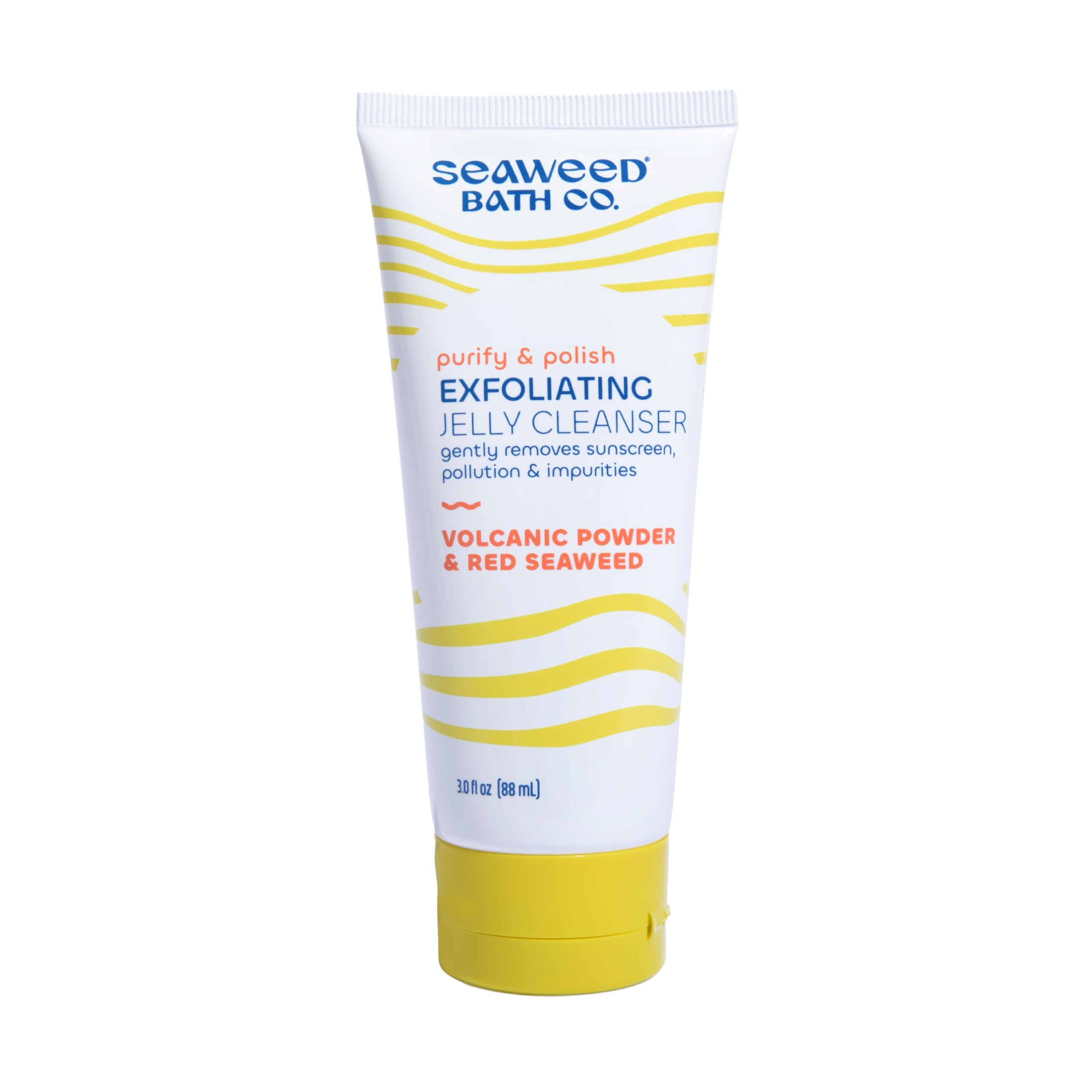 Seaweed Bath Co. Purify & Polish Exfoliating Jelly Face Cleanser, 3 Oz., Daily Facial Scrub Wash, Gently Exfoliates for Smooth, 