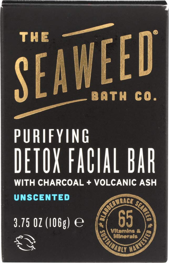Seaweed Bath Co. Purify Detox Facial Bar Soap, 3.75 Ounce, Sustainably Harvested Seaweed, Volcanic Ash