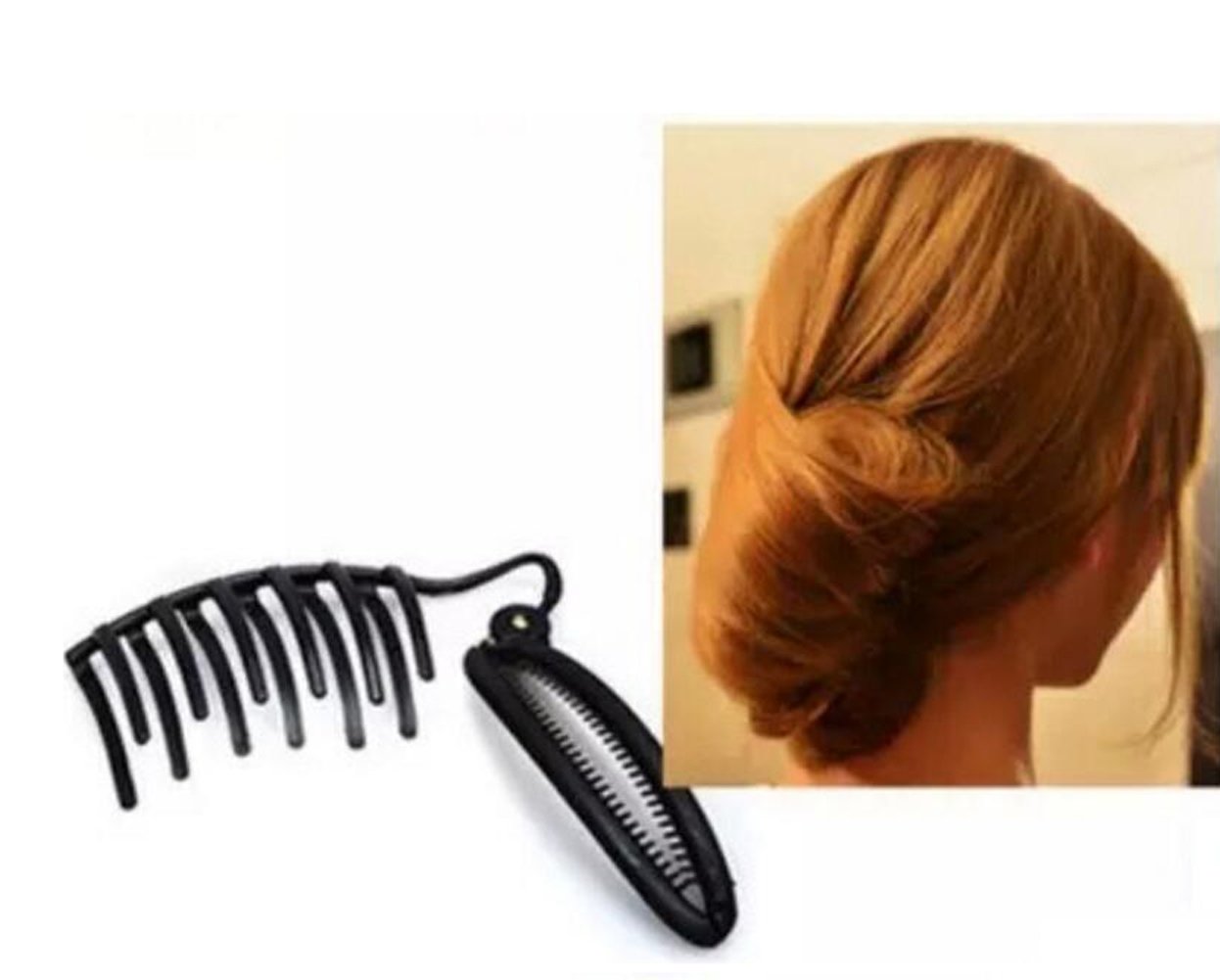3PCS Women Lady Girls Black Fast Styling Volume Inserts Hair Clip DIY Hair Bun Snap Styling Boost Comb French Style Twister Hair