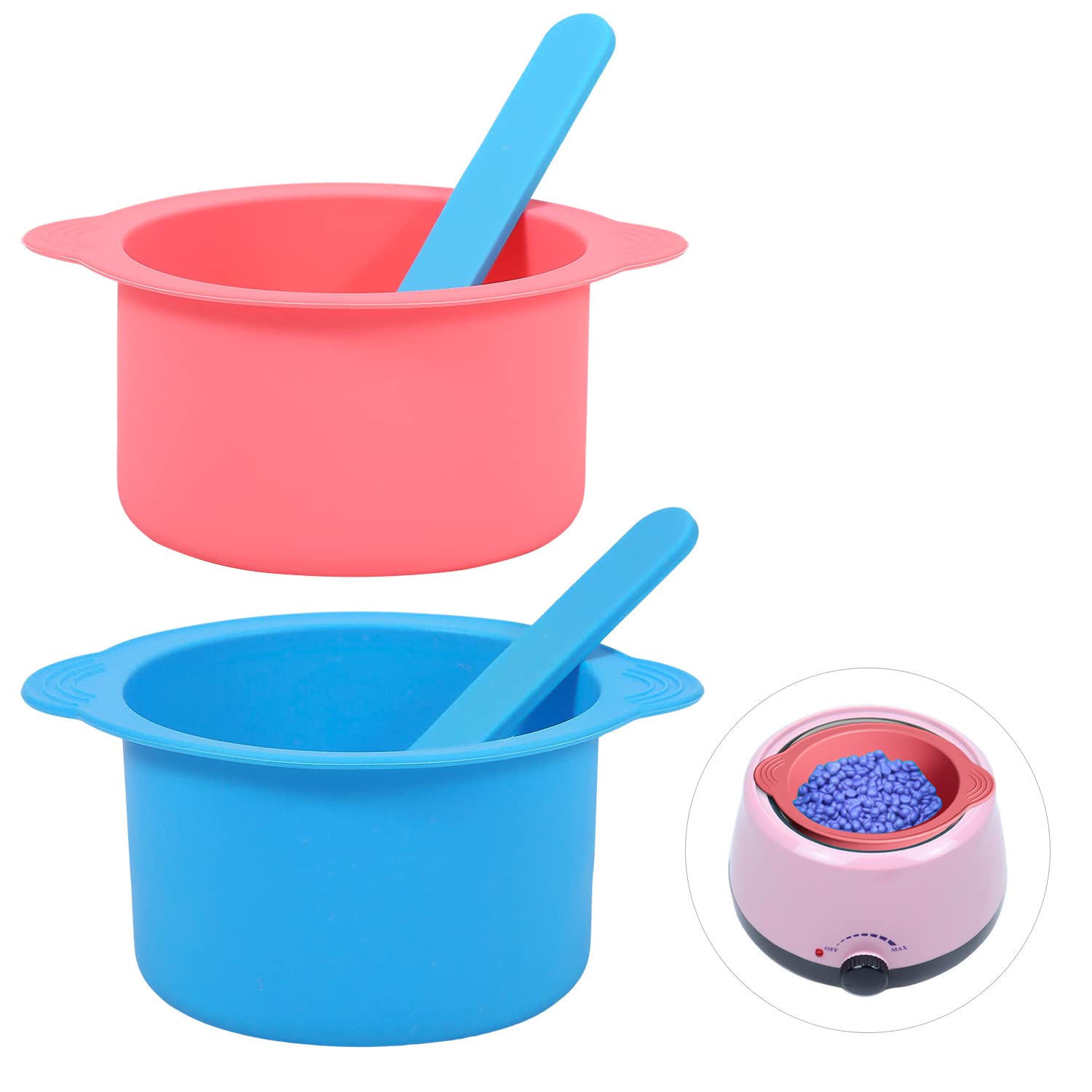 2pcs Wax Pot Liner, Silicone Wax Melt Warmer Liner with 2pcs Blue Silicone Wax Spatula Wax Warmer Liners Reusable Compatible wit