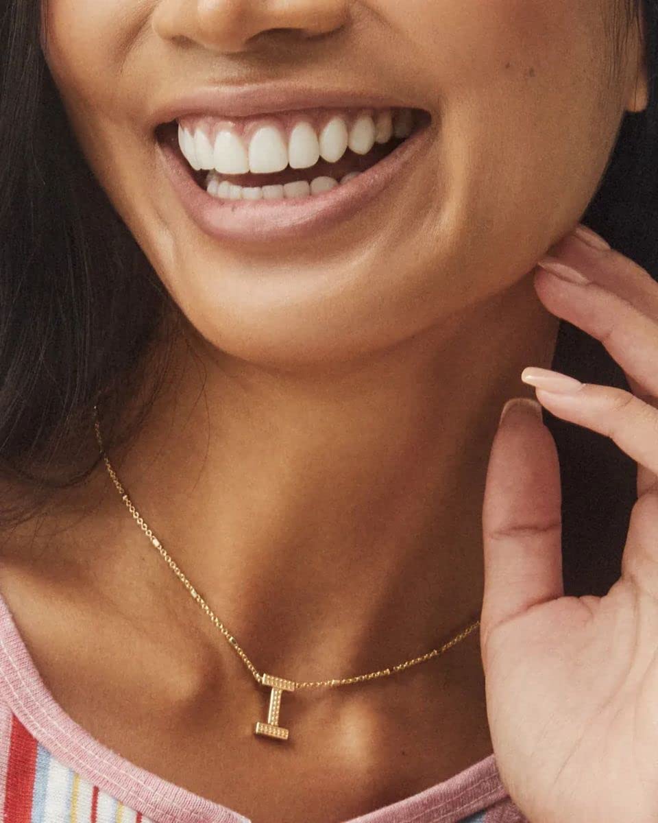 Kendra Scott Letter I Pendant Necklace for Women, Fashion Jewelry, 14k Gold-Plated Brass, Gold Metal, Letter I