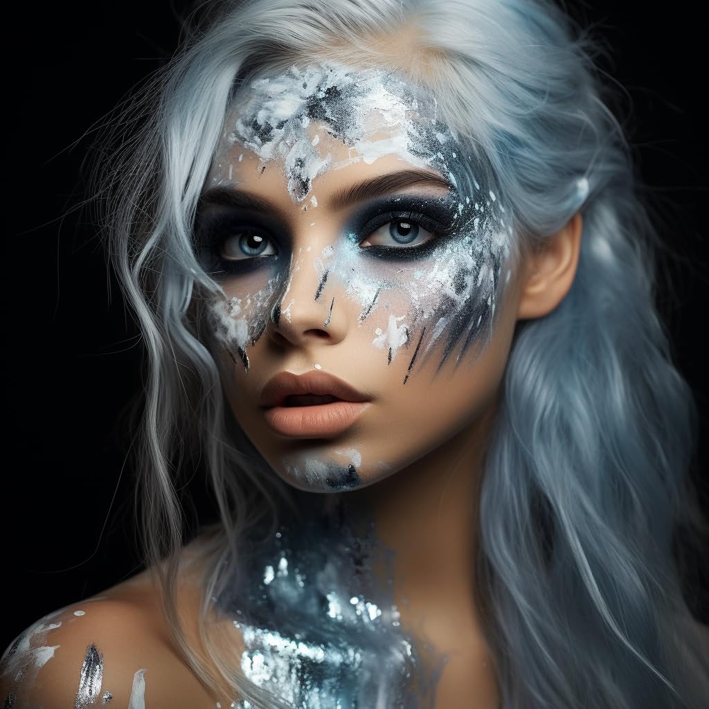 Ccbeauty Metallic Silver Face Paint Stick, Cream Blendable Full Body Paint Sticks,Sweatproof Hypoallergenic Waterproof Eye Black