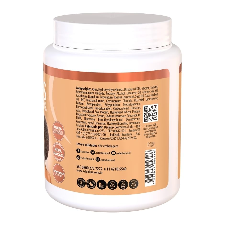 Salon Line - Linha SOS Cachos (Oleo de Ricino e Queratina) - Creme para Pentear 1 Kg - (SOS Curls (Castor Oil and Keratin) - Com