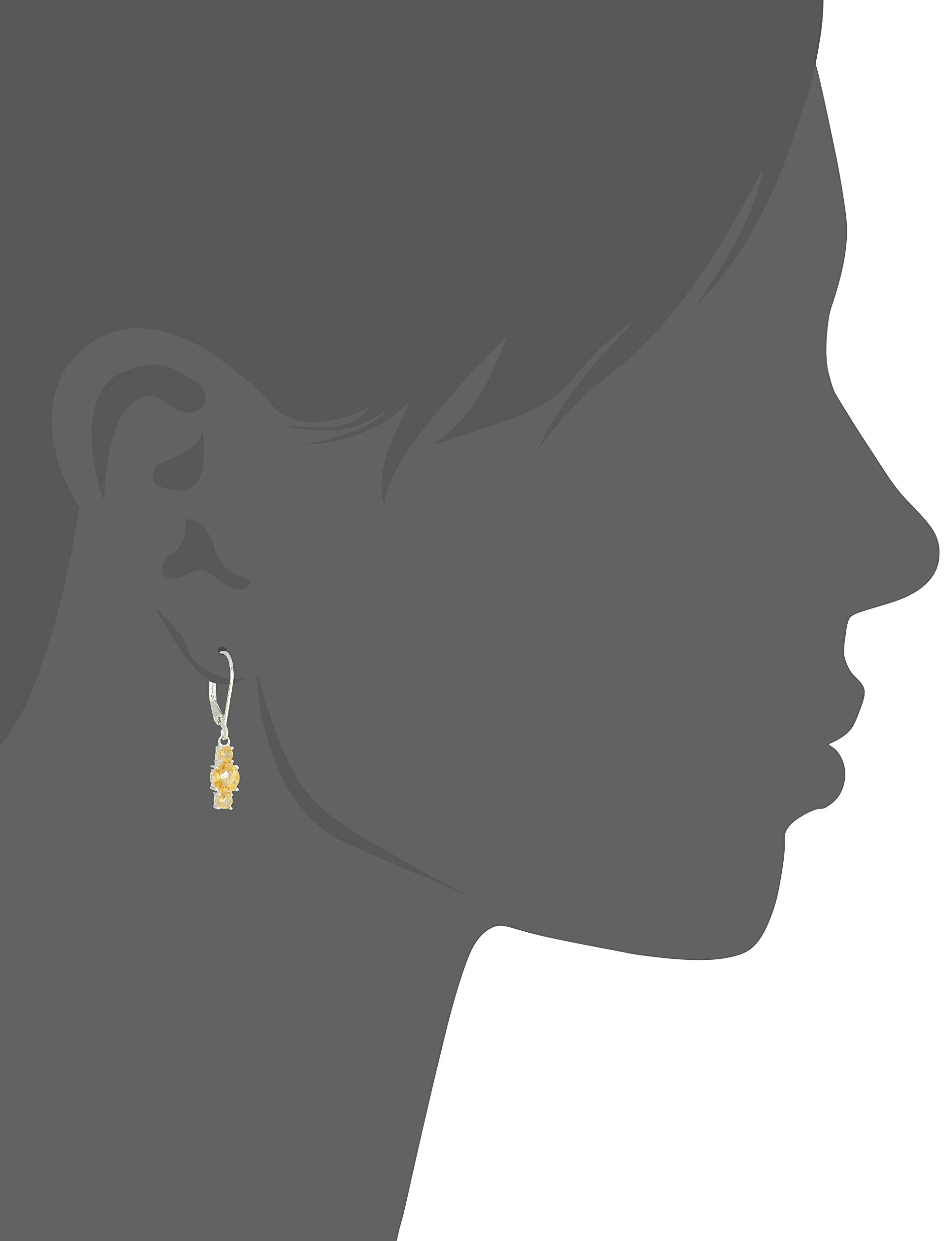 Amazon Essentials Sterling Silver Genuine Citrine 5mm and 3mm Three Stone November Birthstone Leverback Dangle Earrings (previou
