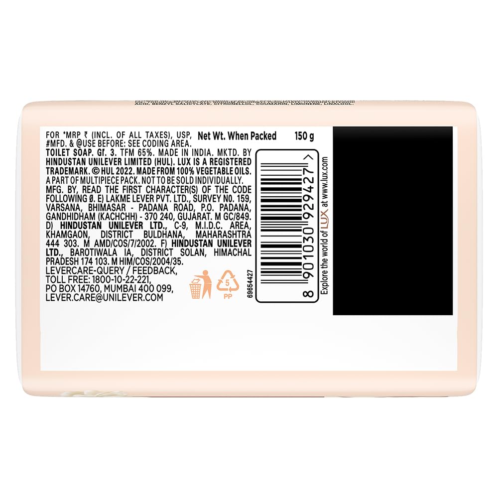 WAUSTOMAY Lux Jasmine & Vitamin E Beauty Soap for Glowing Skin Mega Pack 3x150 g