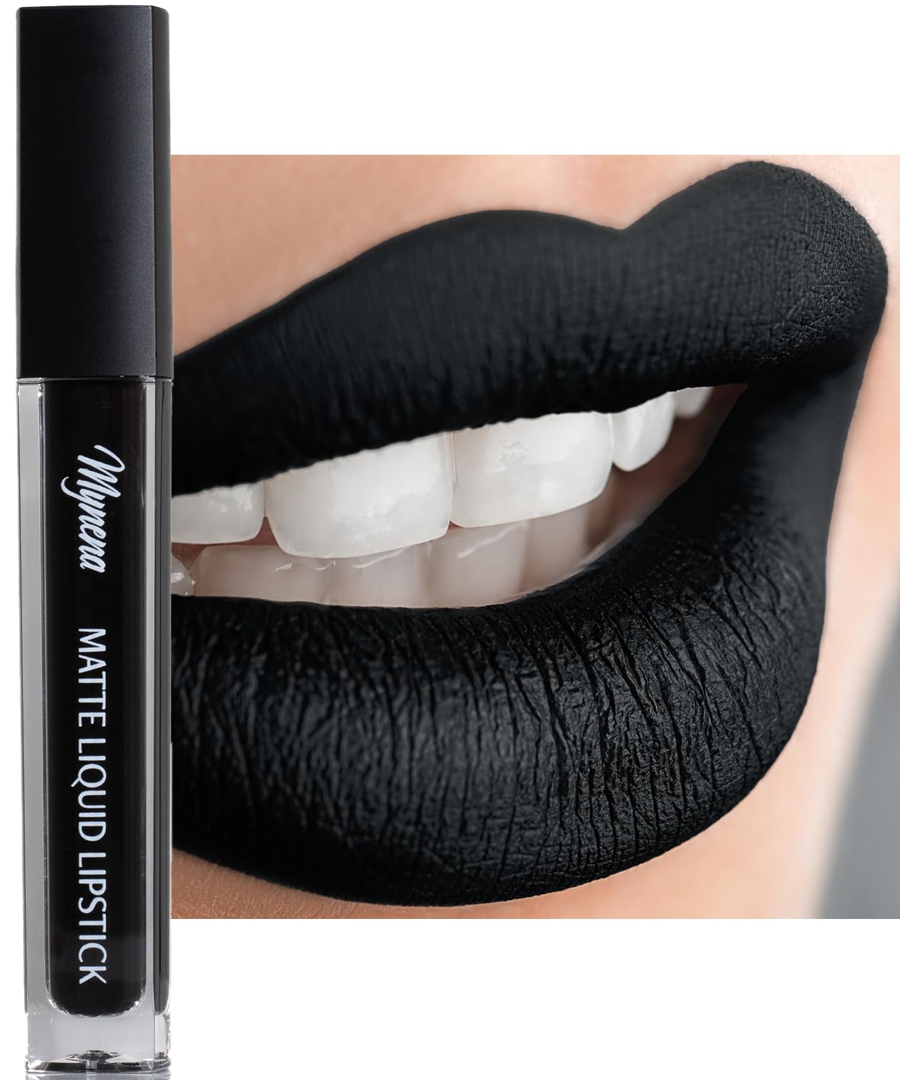 Mynena Black Lipstick Smudge Proof Matte Long Lasting Waterproof Lightweight For High Comfort All-Day Wear Vegan Talc-Free Parab