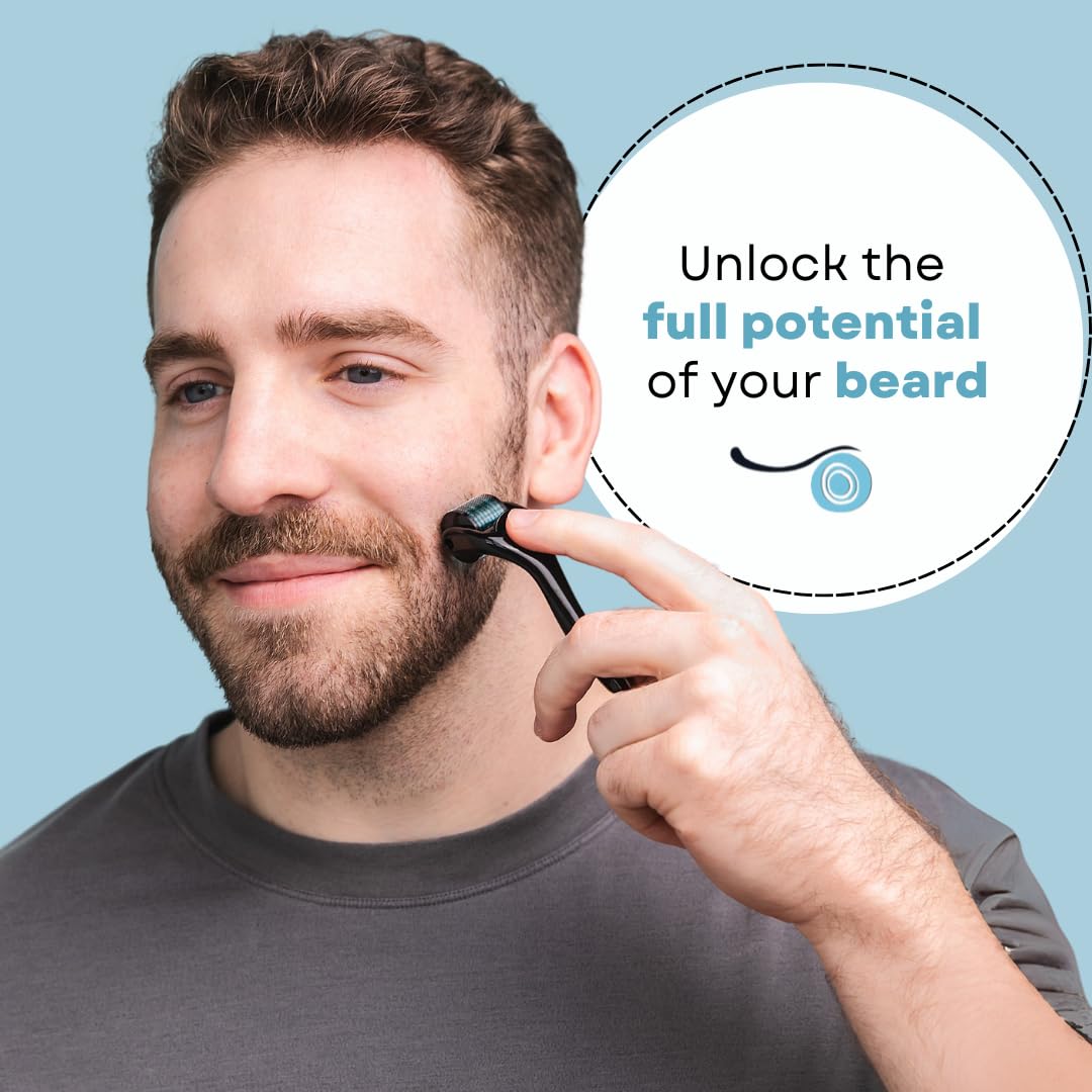 Folliroll Blue Derma Roller For Hair, Beard And Skin | Microneedle Roller For Men And Women - Beard, Hair And Skin- 540 Needles