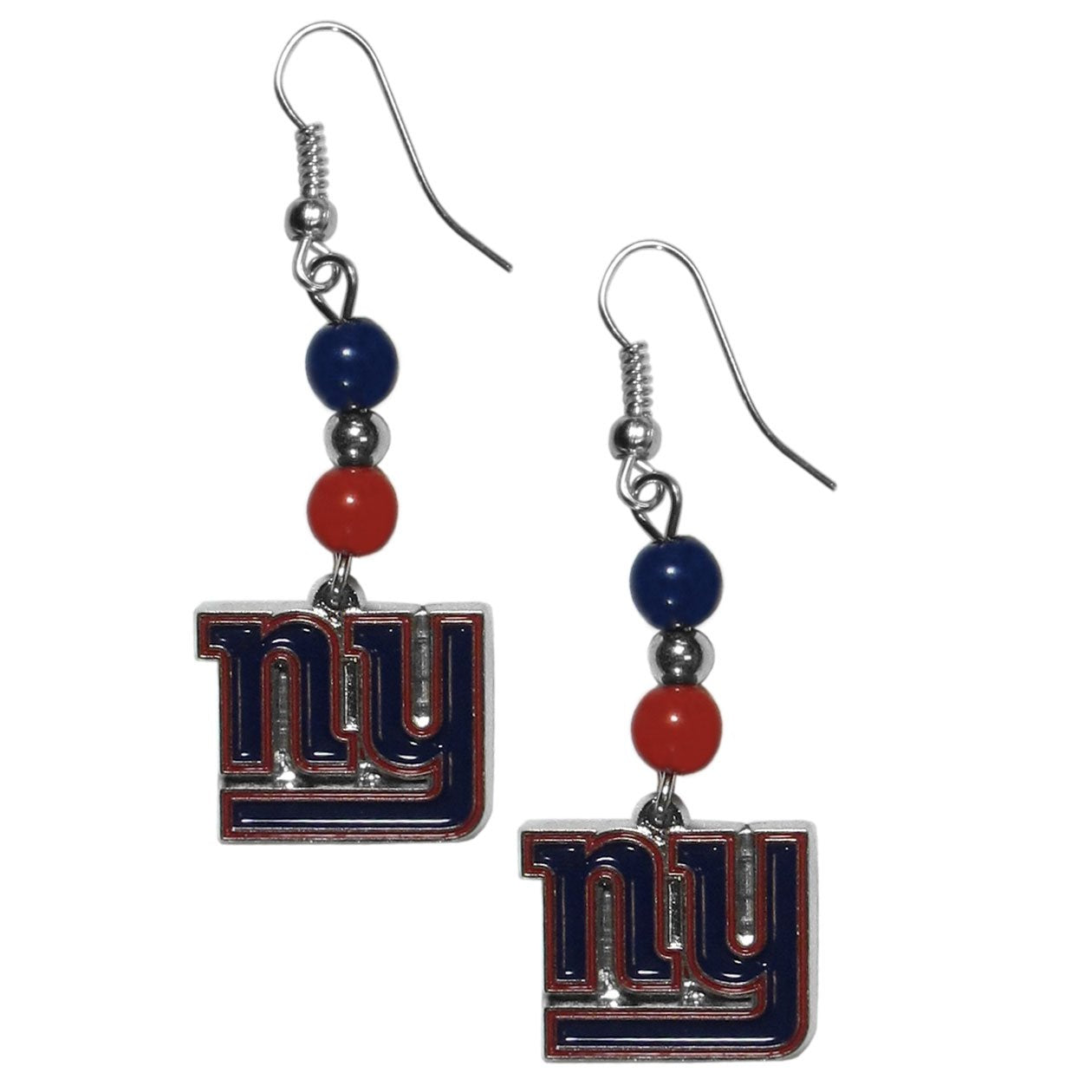 NFL Siskiyou Sports Womens New York Giants Fan Bead Dangle Earrings One Size Team Color,black