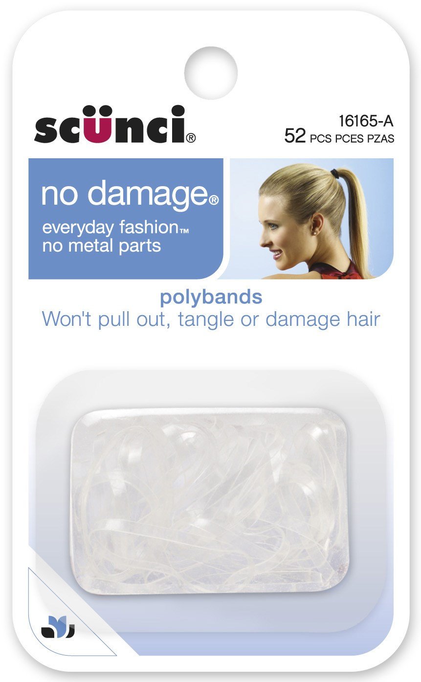 Scunci 1616503A048 Clear No Damage Poly Bands 52 Count