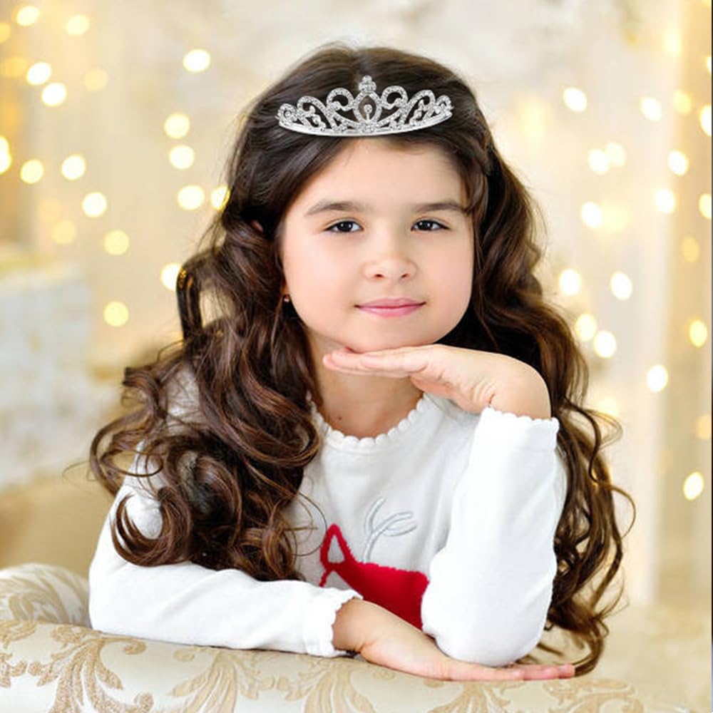 Cinaci 8 Pack Silver Metal Sparkly Glitter Rhinestone Crown Headbands Wedding Prom Birthday Party Princess Hair Tiaras Clasps Ac