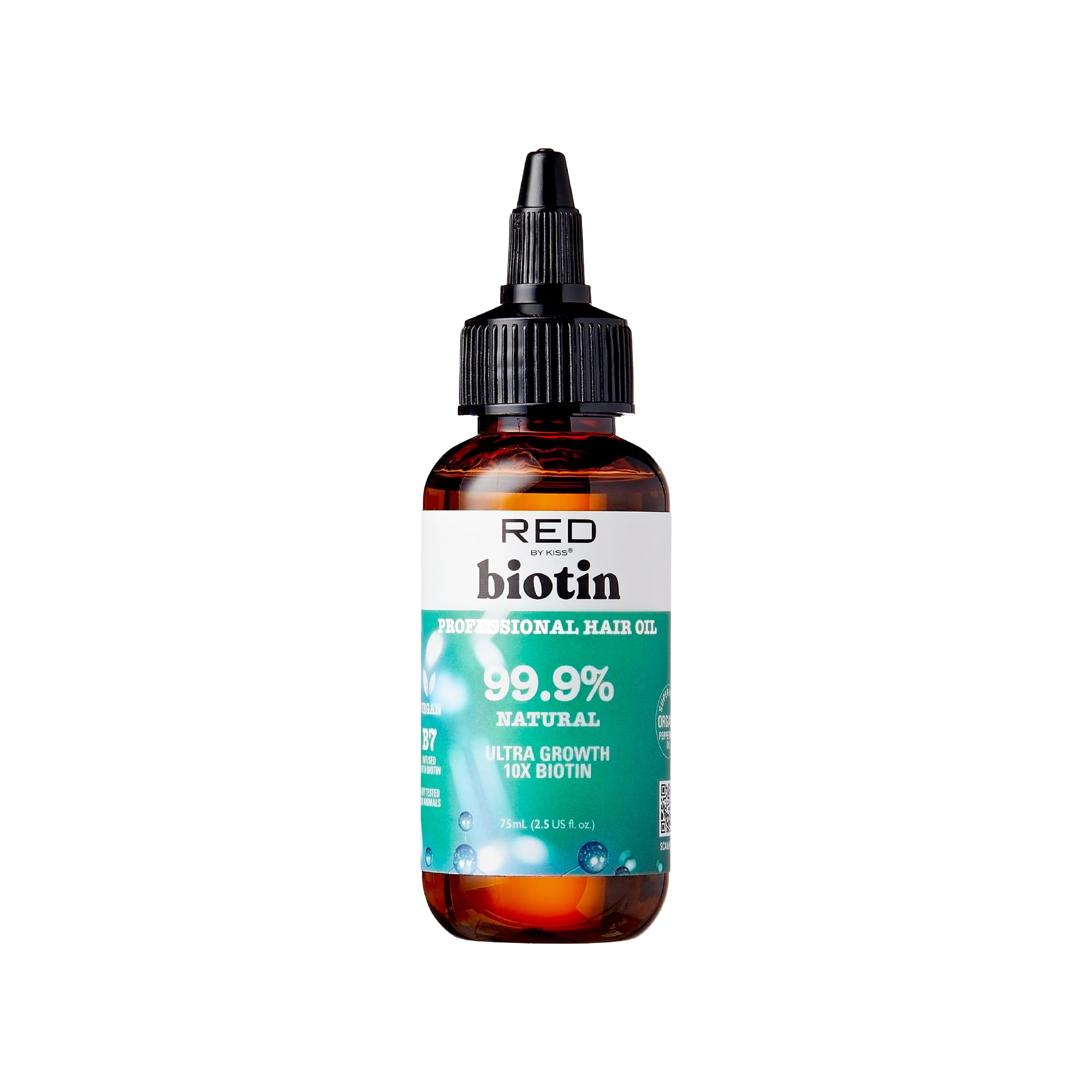 Red by Kiss Biotin Infused 99.9% Natural Hair Oil, 2.5 Fl Oz, Supports Growth & Healthy Hair, Organic Vegan Blend for All Hair T
