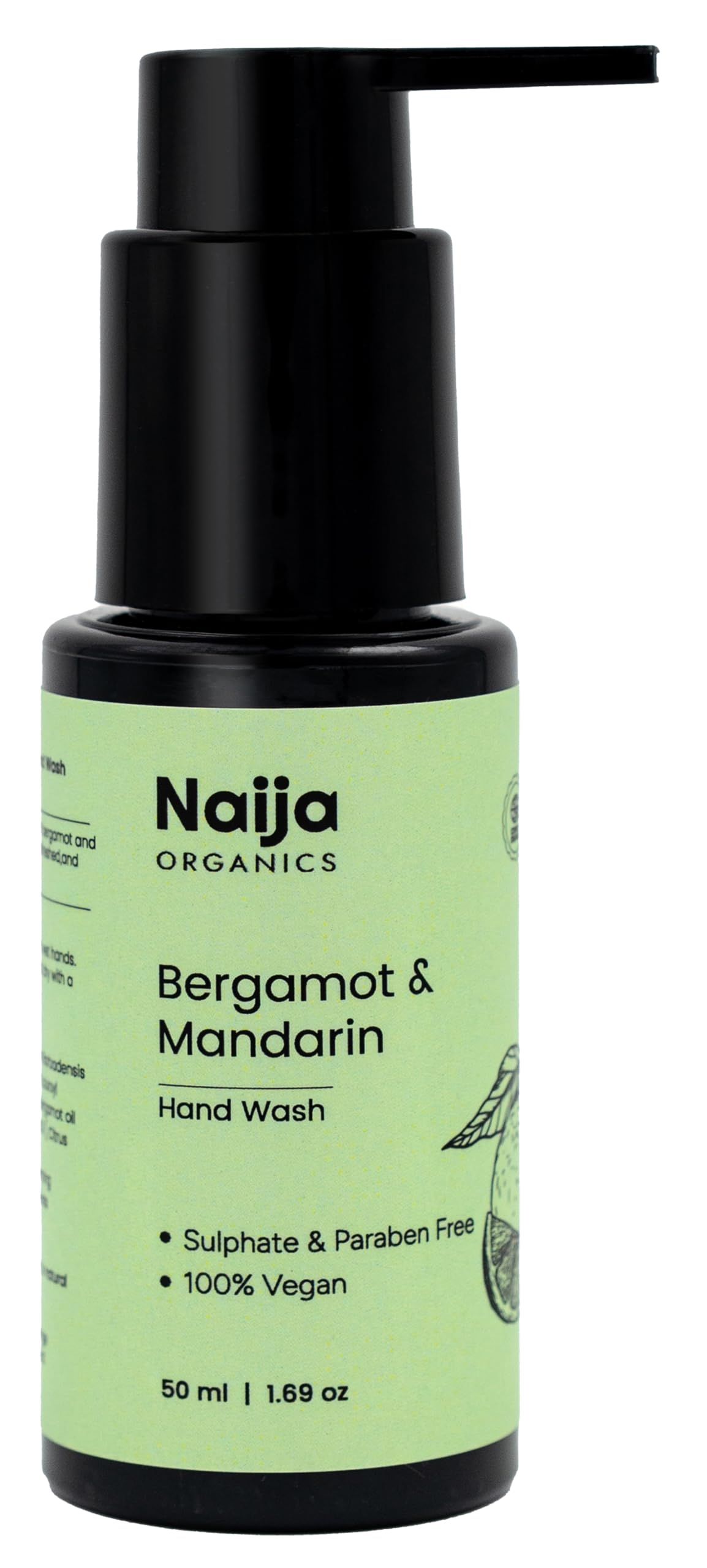 Naija Organics Mini Handwash For Travel | Natural Hand Soap | Ecocert Certified Organic Bergamot & Mandarin Hand Wash | Deep Cle
