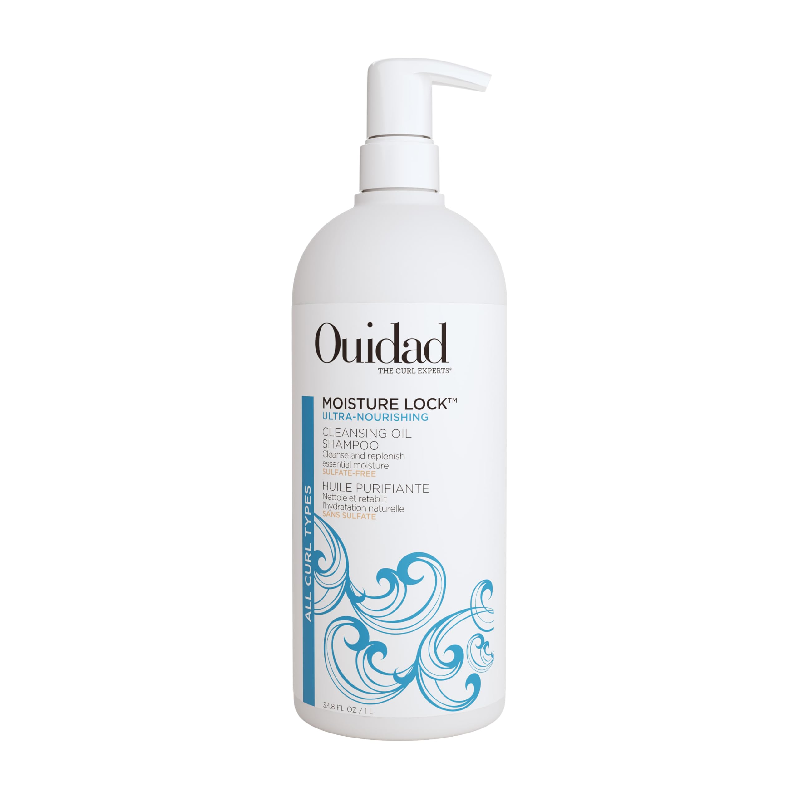 Ouidad Moisture Lock Ultra Nourishing Cleansing Oil Shampoo for Curly Hair - 33.8 fl oz, Shampoo for Women & Men, Rehydrates Dry