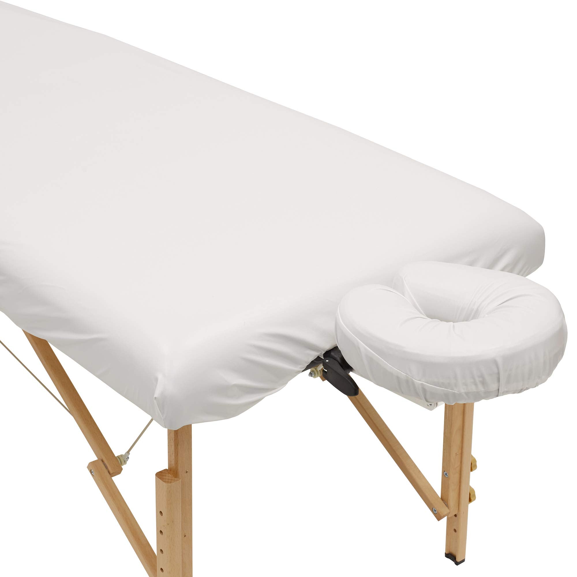 Saloniture 2-Piece Waterproof Massage Table Sheet Set - Includes Machine Washable Fitted Sheet And Face Cradle Cover - Natural