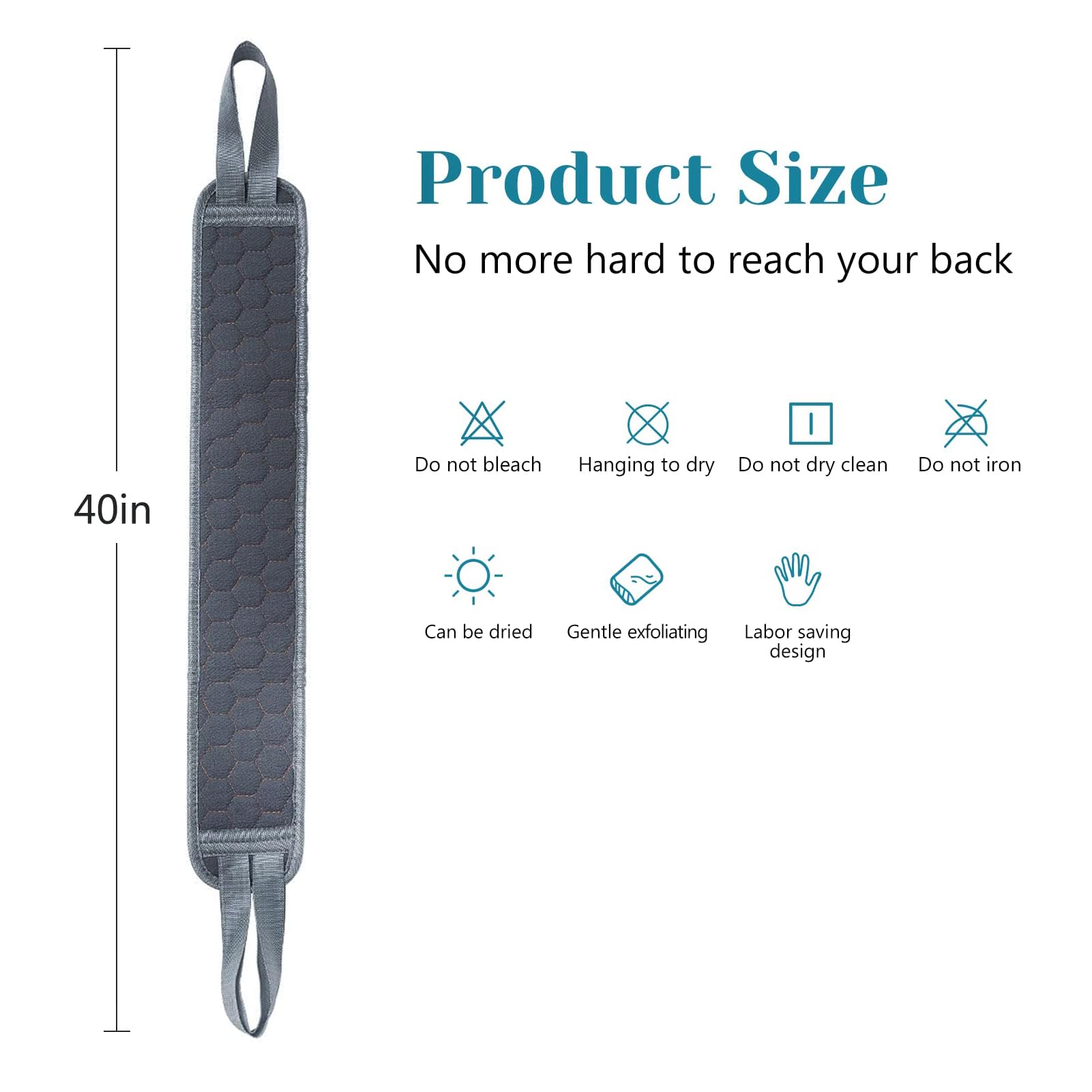 Inmorven Back Scrubber For Shower Exfoliating Body Scrubber 40 Inch Double-Sided Back Exfoliator Scrub Towel, Bath Body Brush Wi