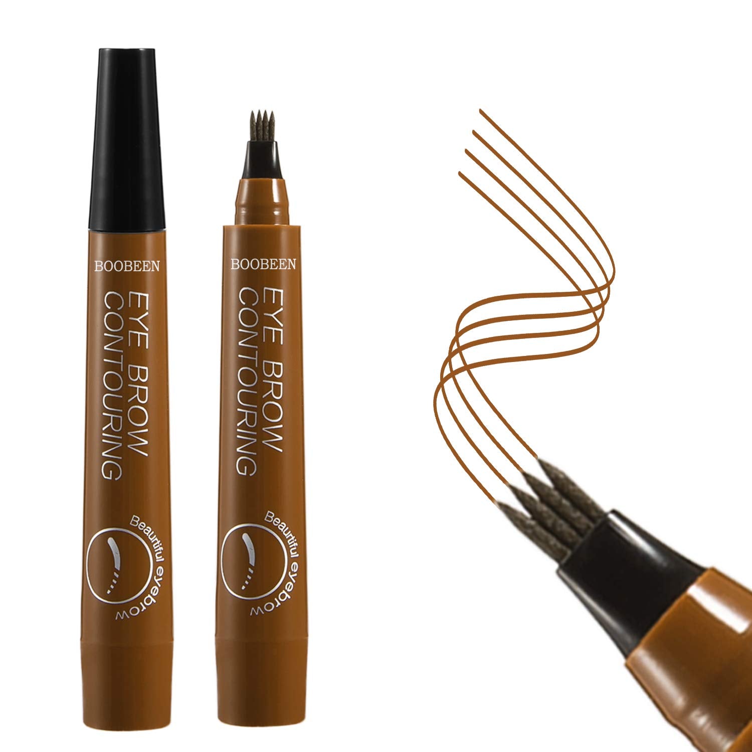 Boobeen Waterproof Eyebrow Pen - Microblading Eyebrow Pencil With A Micro-Fork Tip Applicator - Creates Natural Looking Brows Ma