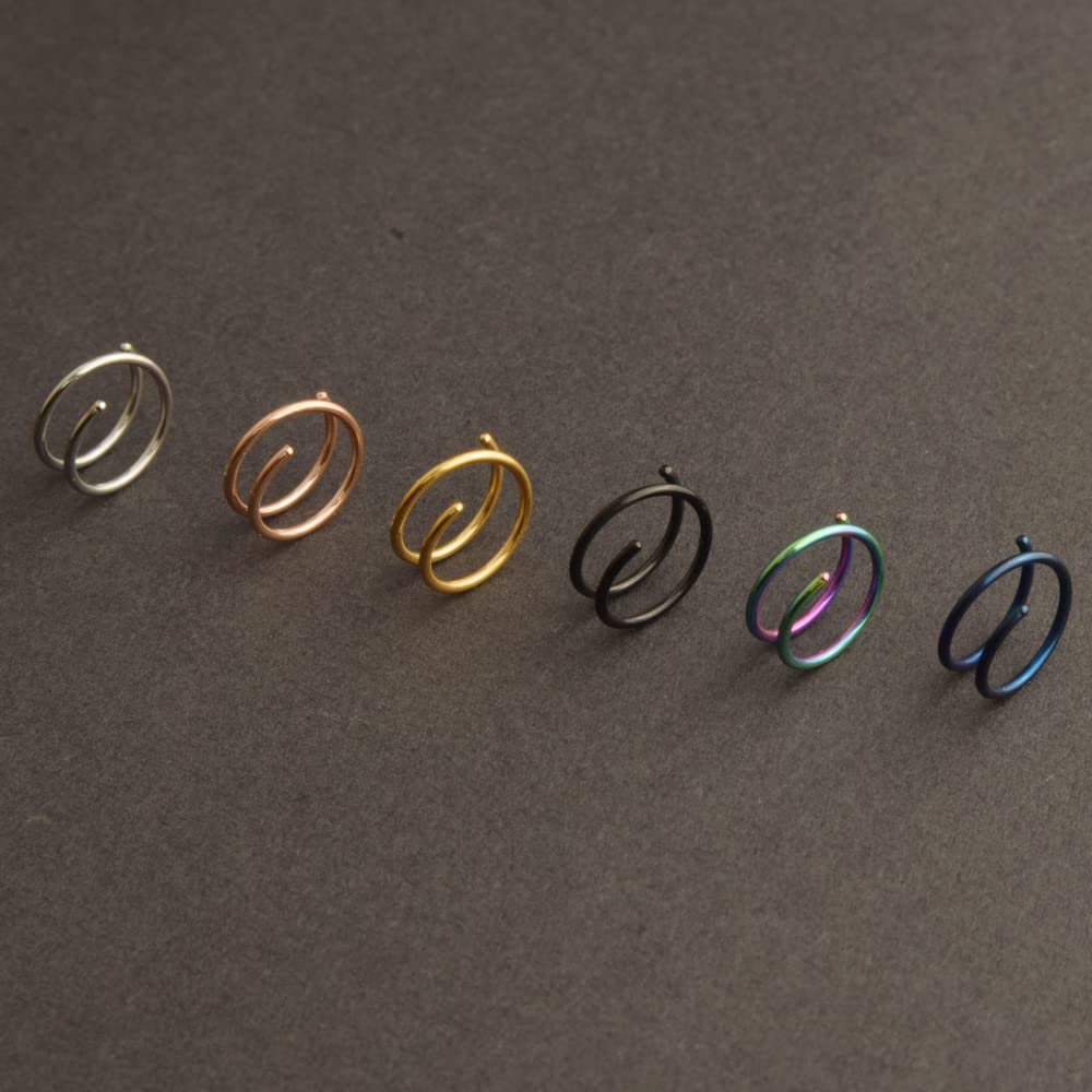 Vitaltyextracts 6Pcs Double Hoop Nose Ring Hypoallergenic Improved Softness Surgical Steel. 20 Gauge Spiral Nose Hoop Thin Nose