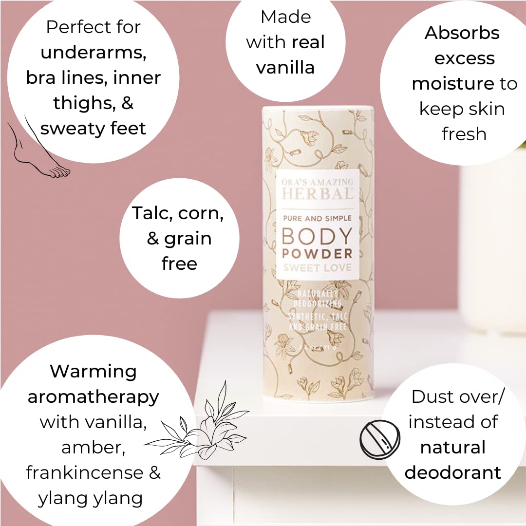 Body Powder For Women, Talc Free Powder, Bath Powder, No Corn, Grain Or Gluten, Sweet Love Scent, Frankincense, Amber, Ylang Yla