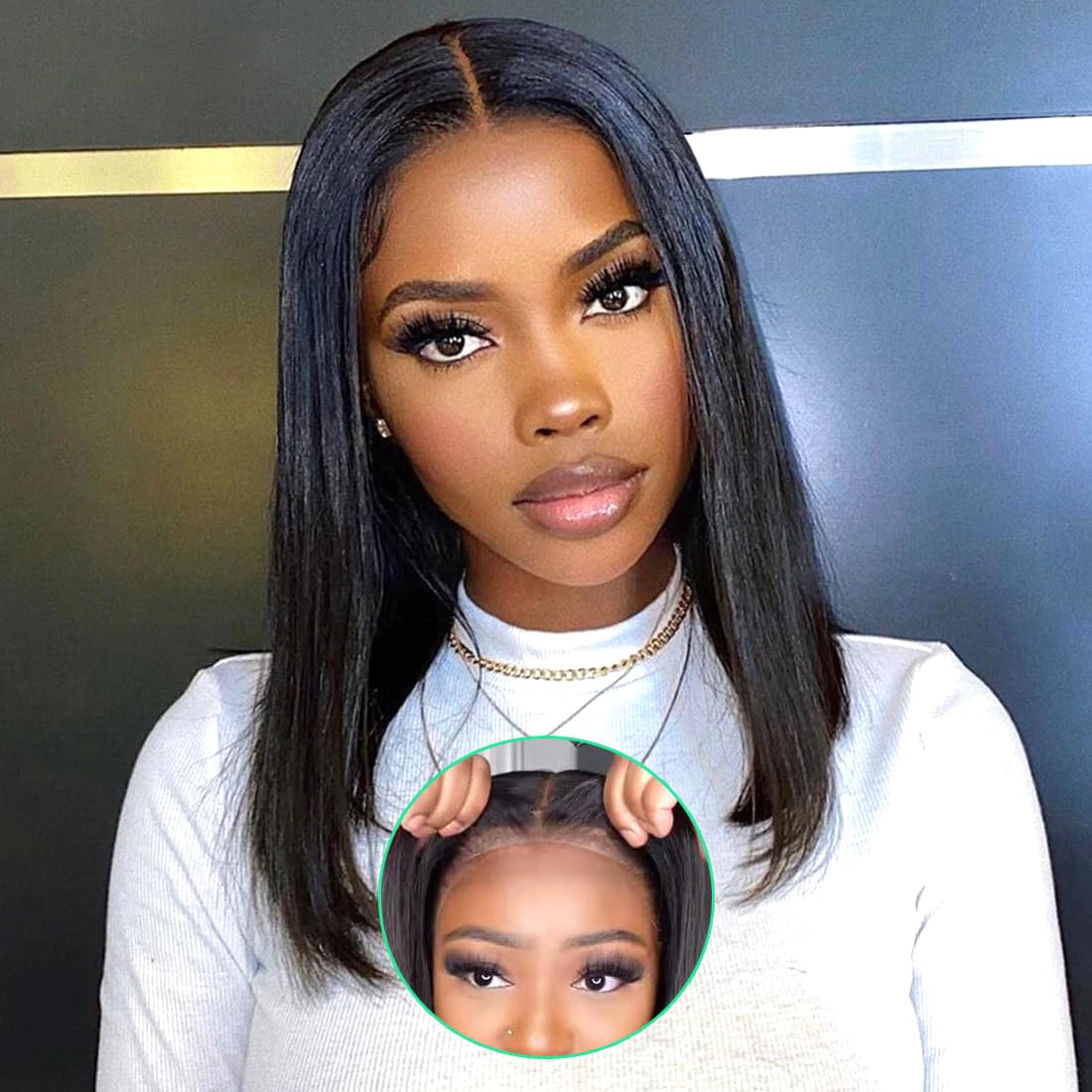 Wavymy Glueless Bob Wigs 16 inch Wear and Go Glueless Wig 6X4 HD Pre Plucked Pre Cut Lace Closure Wigs Human Hair for Women 180%