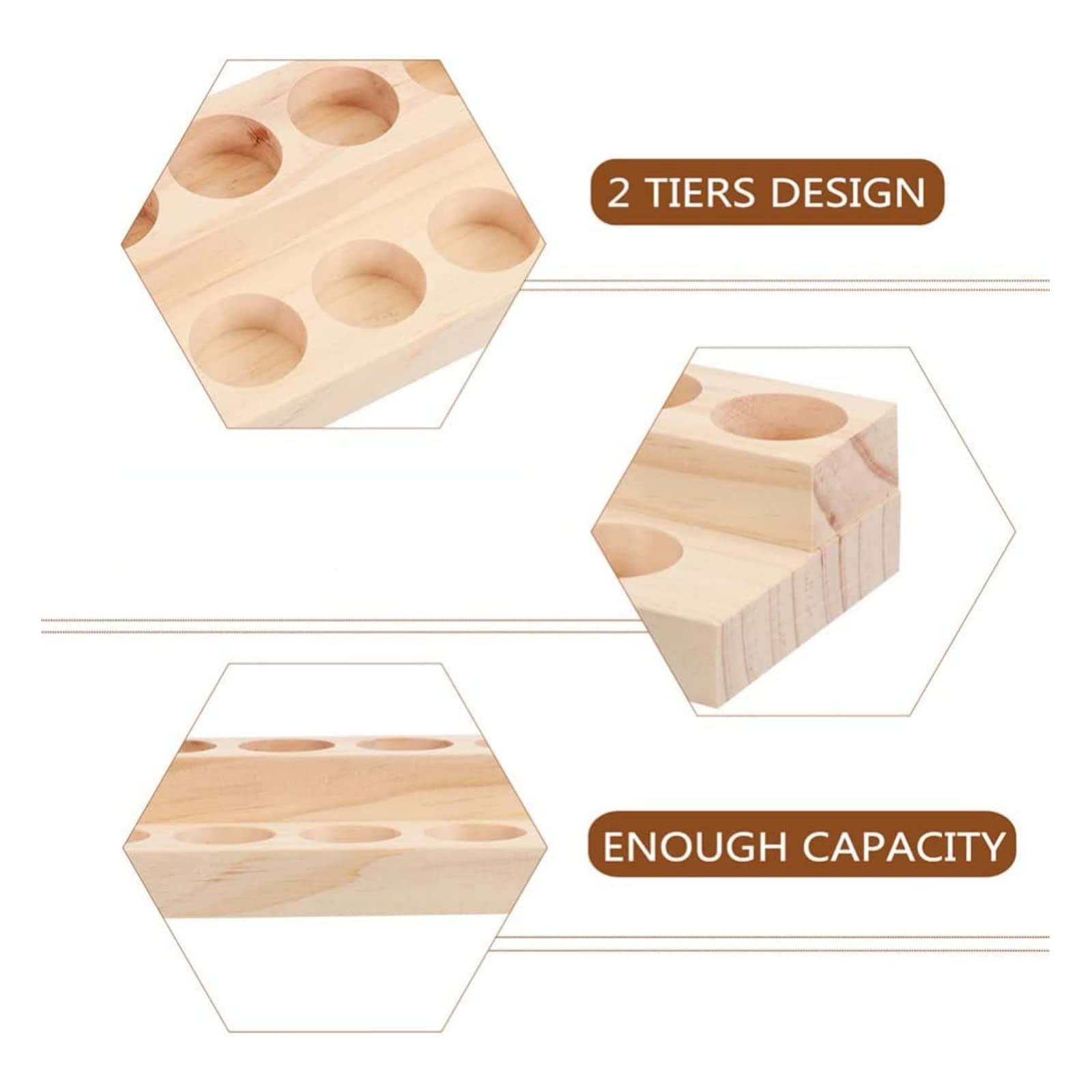 LONG TAO 2 Pcs Wooden Essential Oil Display Stand 2 layer Tabletop Essential Oils Perfume Storage Racks Oil Bottles Holder Essen