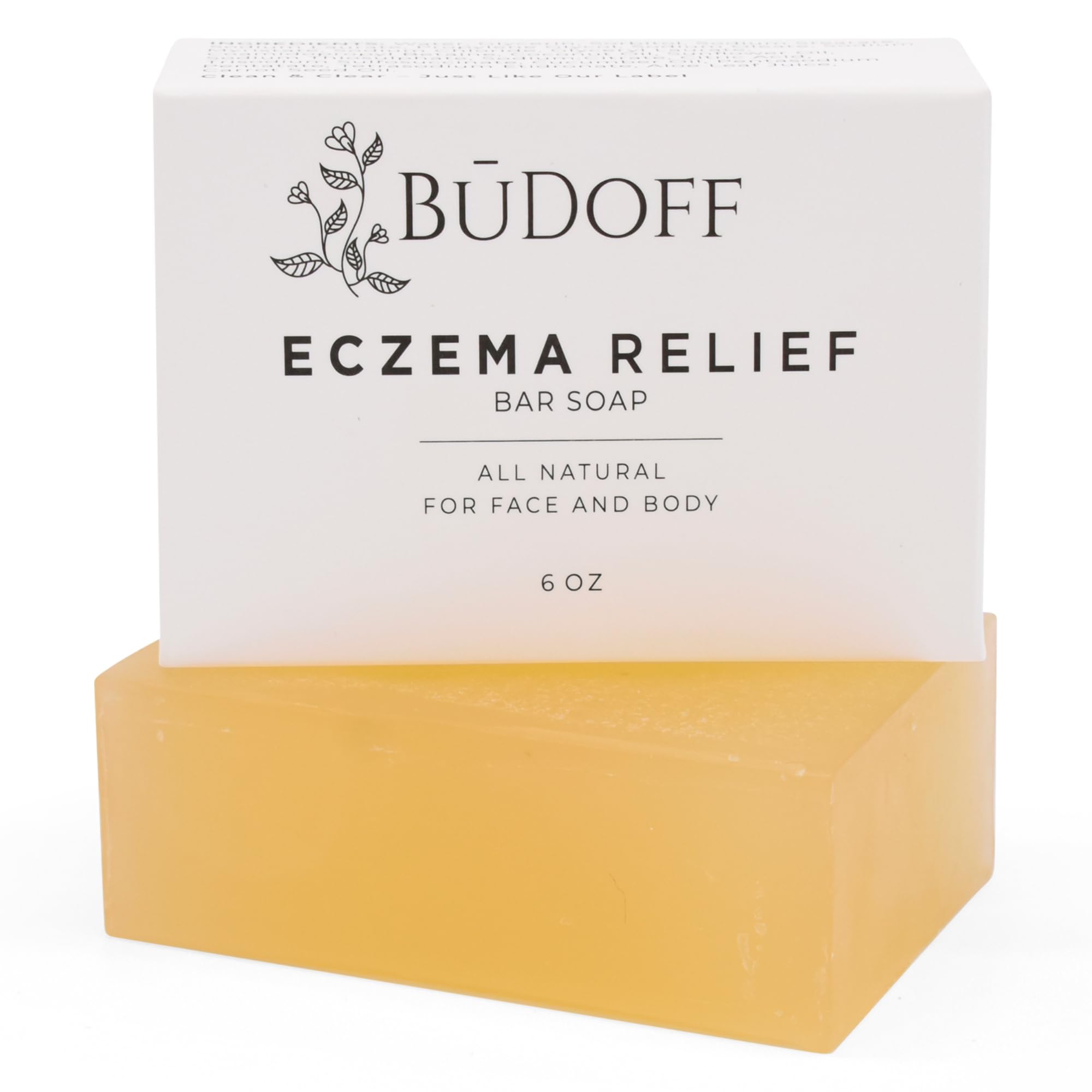 BUDOFF Eczema Relief Bar Soap | All Natural | Coconut Oil, Cucumber Oil, and Aloe Leaf Juice | For Face and Body | 6 Oz Bar Soap
