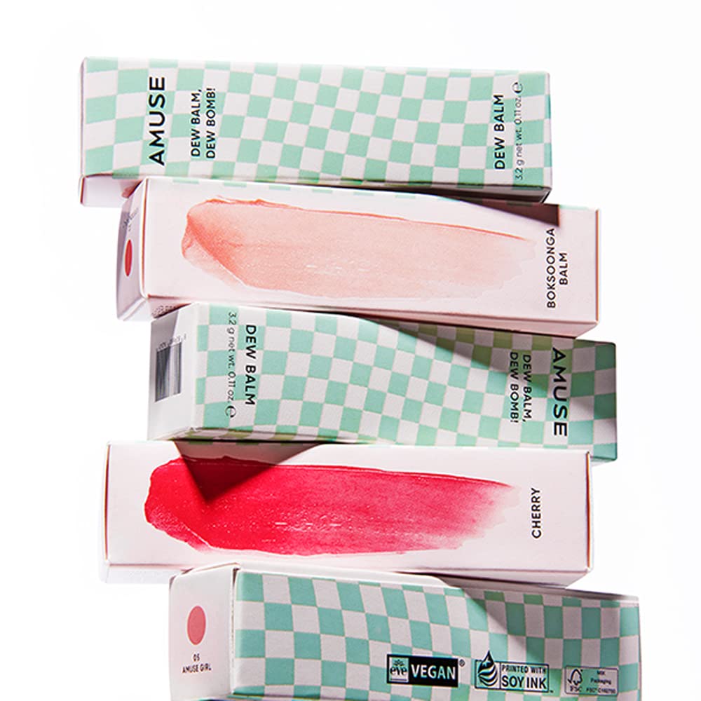 Amuse SEOUL DEW BALM 04 cHERRY  dewy vibrant red pink  Dewy, moisturizing, shimmery tinted, moist and healthy finish, vegan