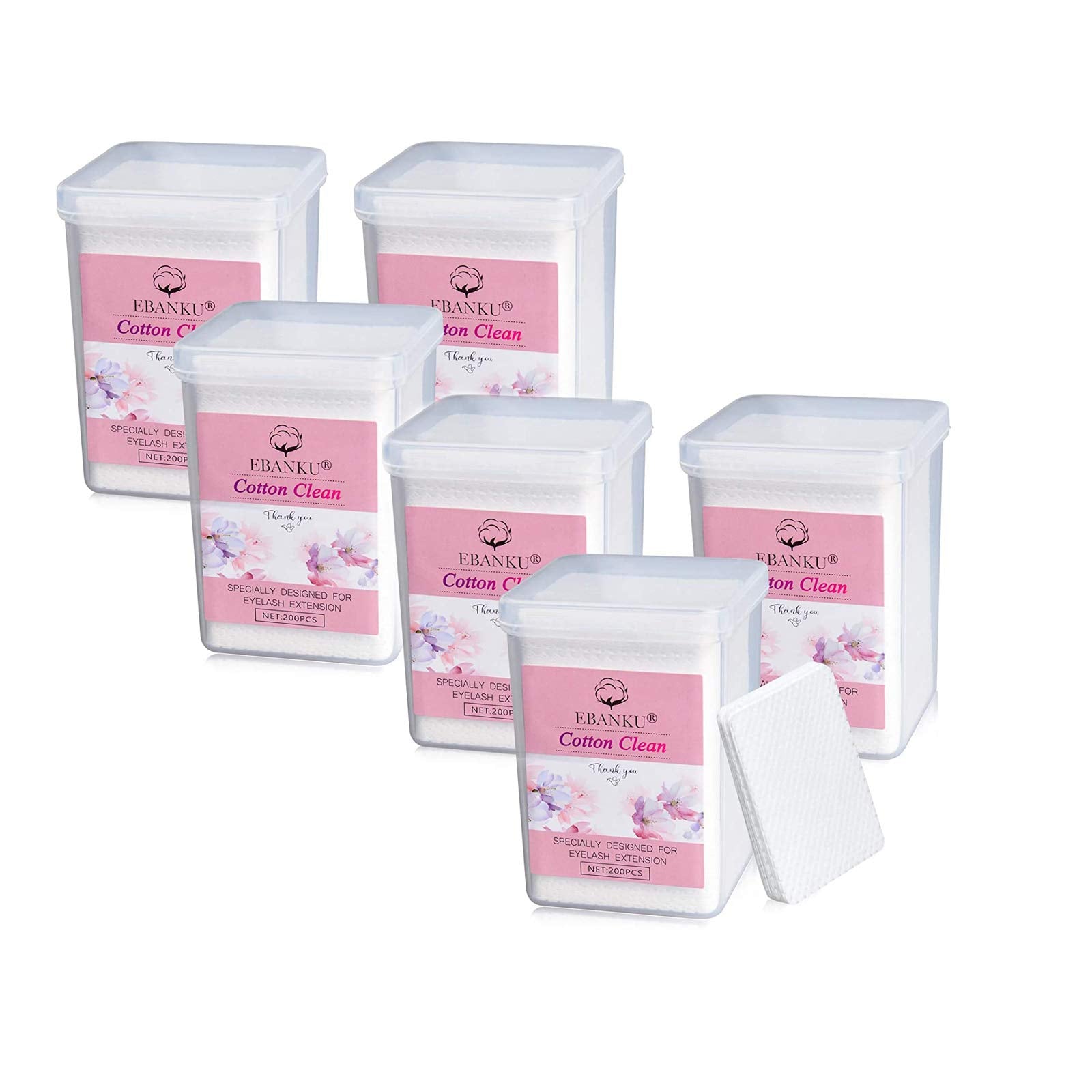 EBANKU 1200PCS Lint Free Nail Wipes Eyelash Glue Wipes, Adhesive Wipes for Lash Glue Nail Polish Remover Cotton Pads, Glue Nozzl