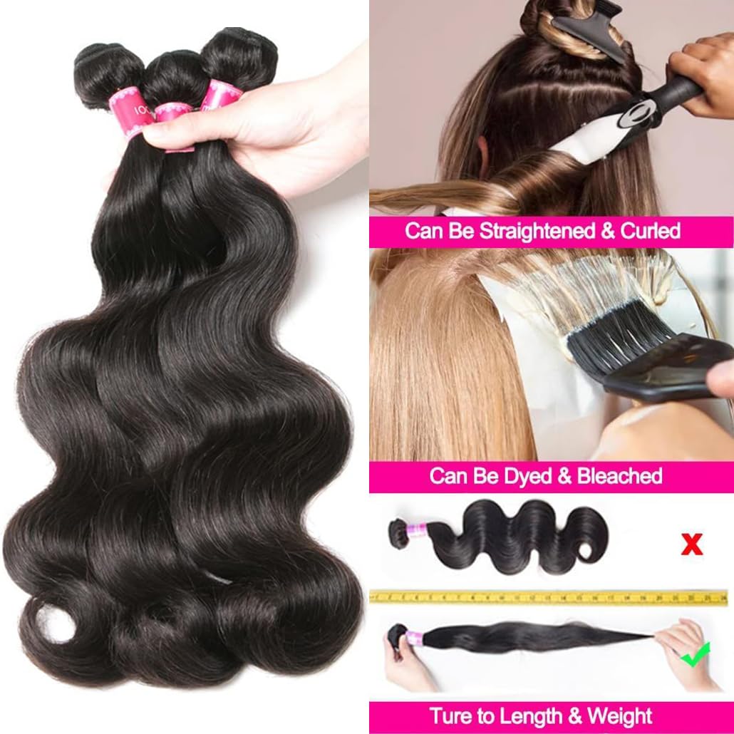 Body Wave Bundles Human Hair 18 20 22Inch Body Wave 3 Bundles Human Hair For Black Women 12A Grade 100% Unprocessed Brazilian Vi