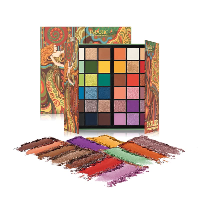 Cosluxe Imagic Pro Chalice 36 Color Eyeshadow Palette, 30.8G Eyeshadow Matte Shimmer Finish Make Up Palette Highly Pigmented Col