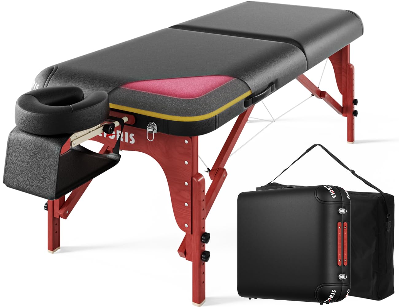 CLORIS 84'' Luxury Massage Table Portable 2 Folding Lightweight Facial Salon Spa Tattoo Bed Height Adjustable with Carrying Bag 