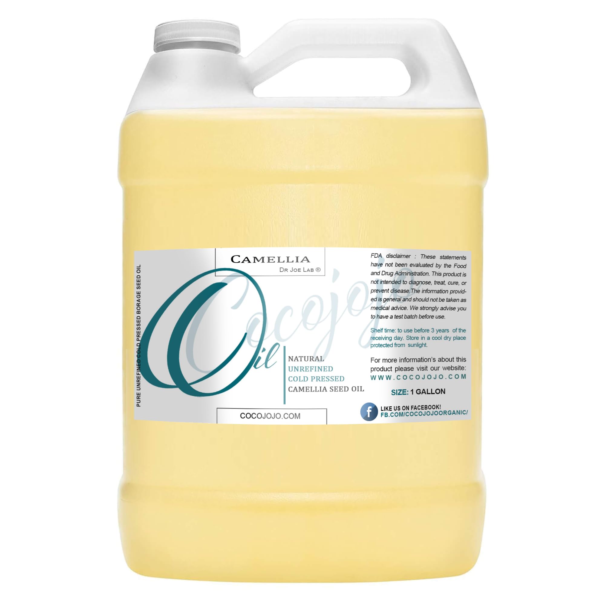 Dr Joe Lab Camellia Seed Oil 128 oz 100% Pure Natural Cold Pressed Unrefined Extra Virgin Camellia Oil 1 Gallon - for Hair Skin 