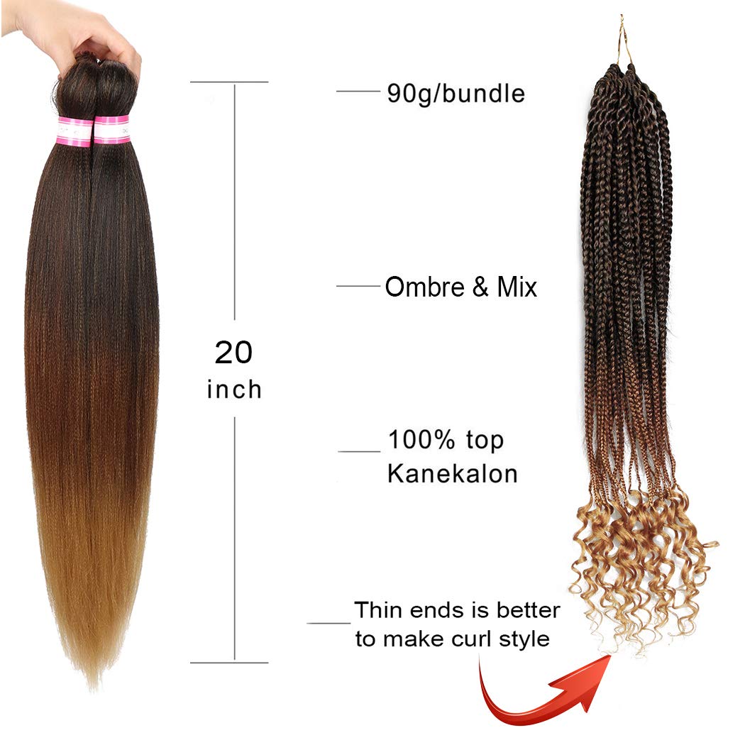 3 Tone Pre-stretched Braiding Hair Synthetic Braids Professional Hair Extensions for Braiding 20 Inch Yaki Texture Straight Ombr