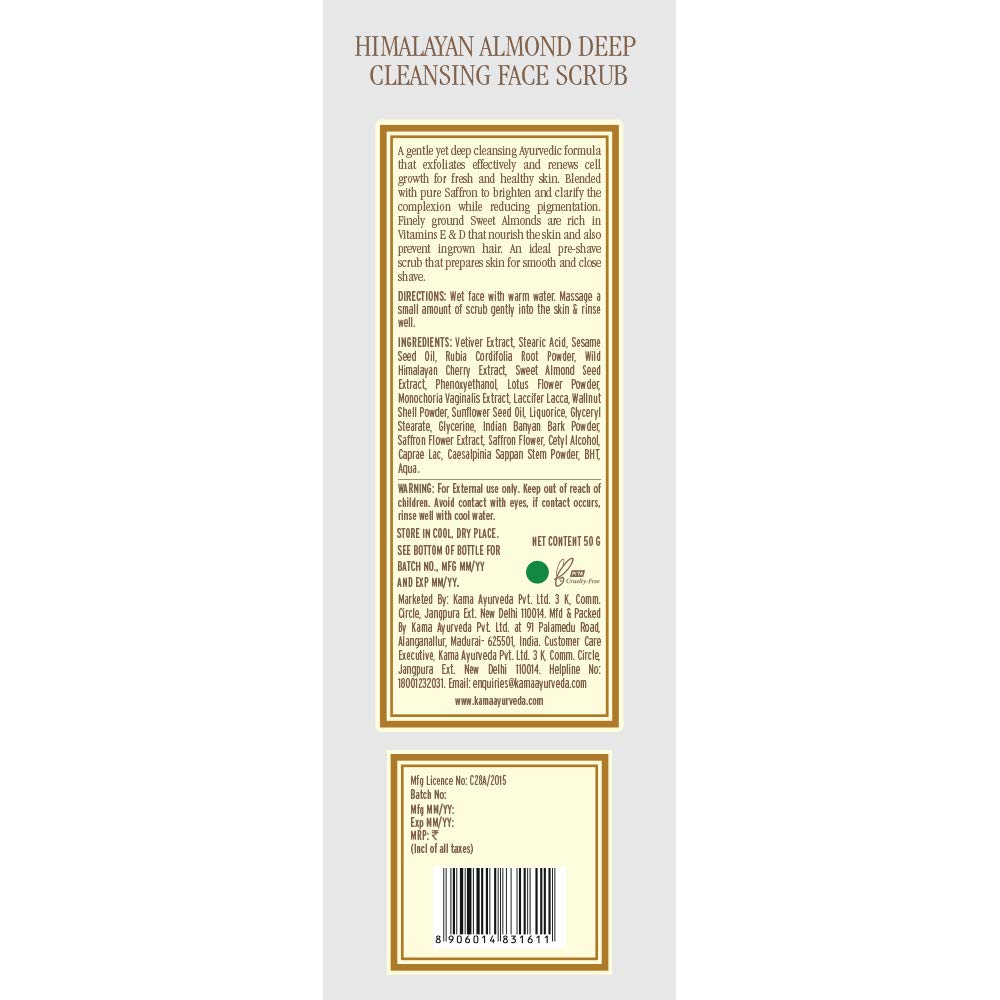 Kama Ayurveda Himalyan Almond Deep Cleansing Face Scrub for Men, 50g