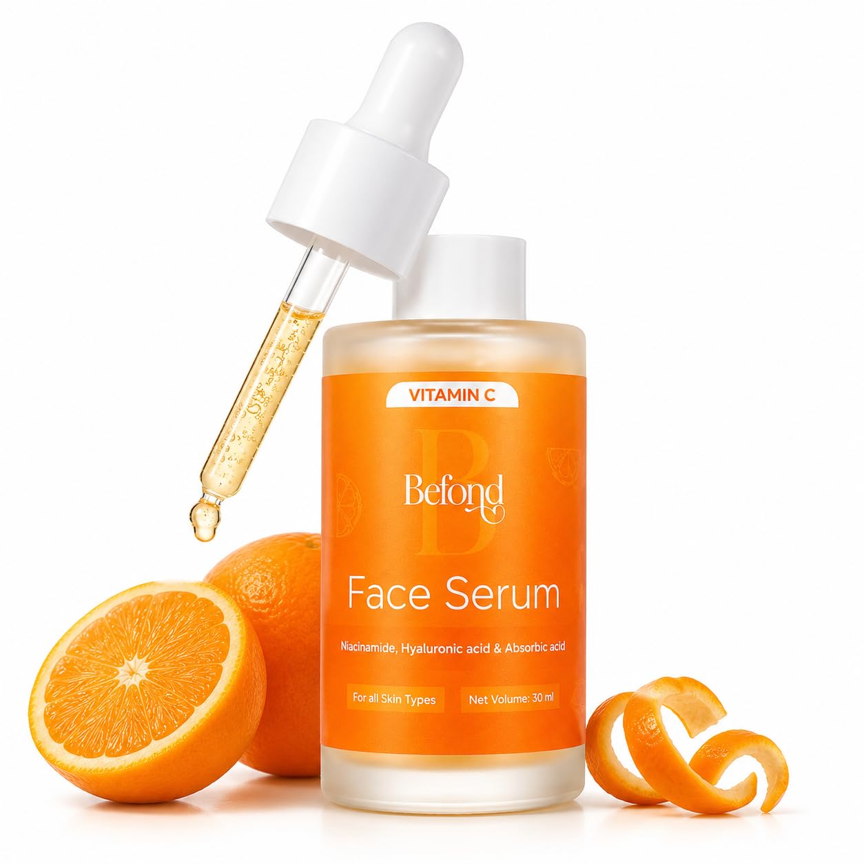 Befond Vitamin C Face Serum For Glowing Skin With Niacinamide Salicylic Acid & Ascorbic Acid  30Ml | Brightening, Acne Control 