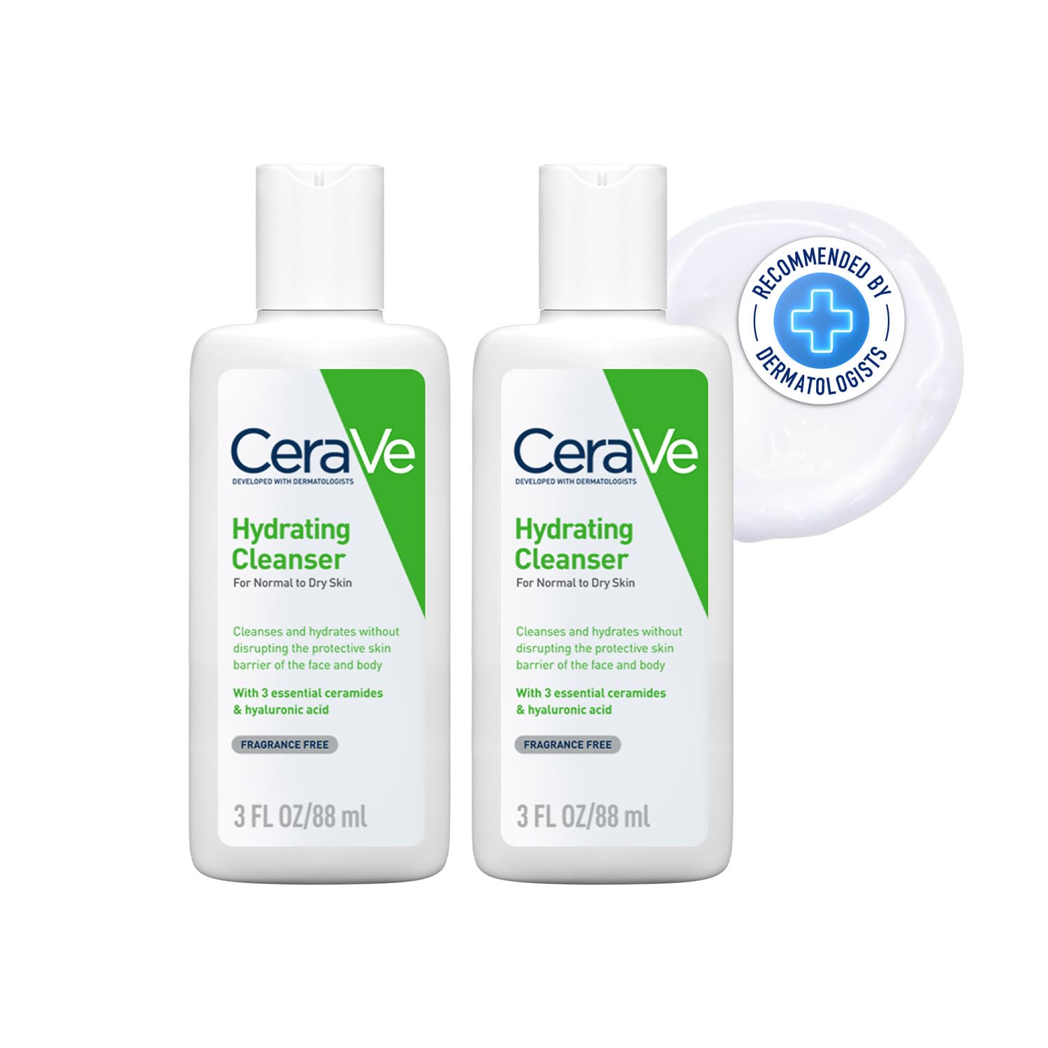 Cerave Hydrating Cleanser For Normal To Dry Skin (88Ml) - Non-Foaming Face Wash With Hyaluronic Acid And Ceramides | Non-Comedog