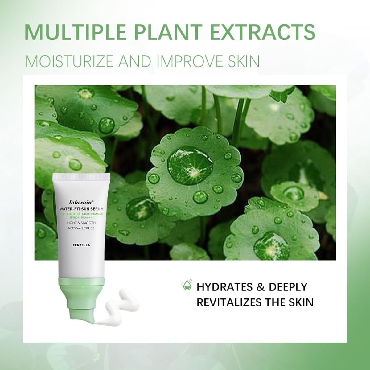 Centella Sunscreen SPF 50,Face Sun Screen Long-Lasting Protection,Madagascar Sunscreen, NO White Cast-Dry Oily Skincare,Moisturi