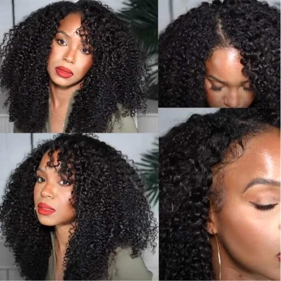 UNICE Kinky Curly V Part Wigs Upgrade U Part Wigs Human Hair 150% Density for Women, No Leave Out Glueless Wig Brazilian Virgin