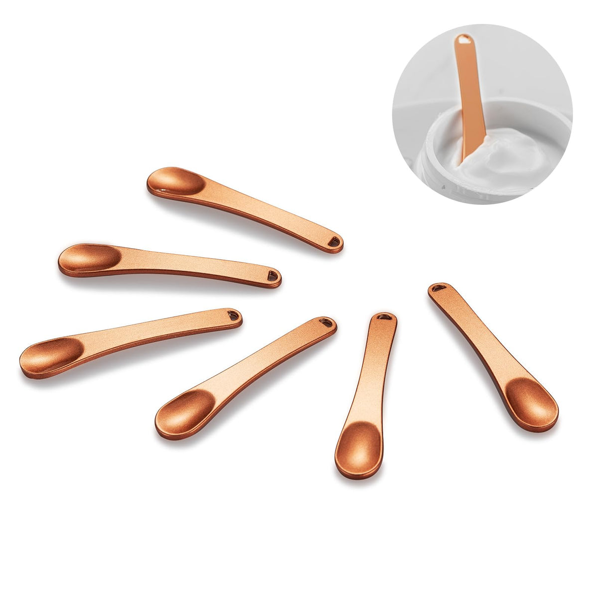 Tekson 6 Pieces Metal Cosmetic Skincare Spatula, Mini Mask facial Reusable Scoop, Makeup Beauty Spoons for Cream, Lotions, Moist