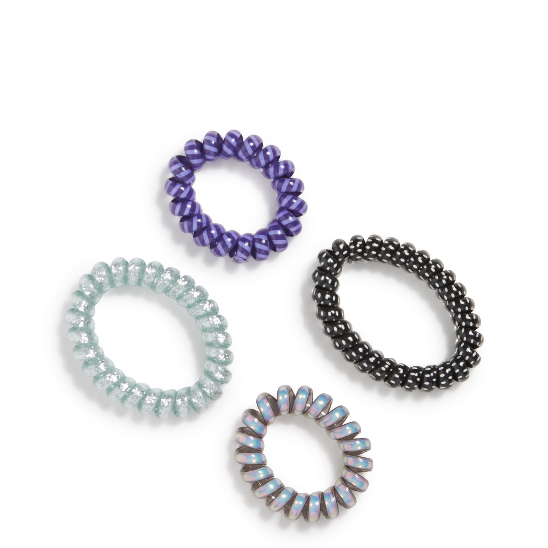 Vera Bradley Women's Elastic Hair Tie Set of 4 Hair Accessory, Tranquil Medallion, One Size